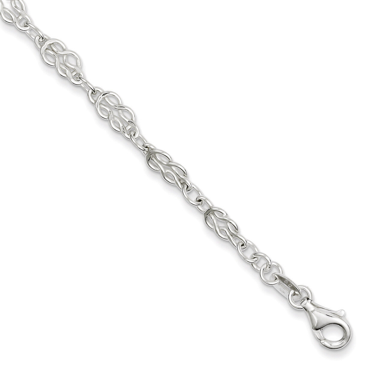 9 Inch Fancy Knot-Link Anklet Sterling Silver Solid Polished QG666-9
