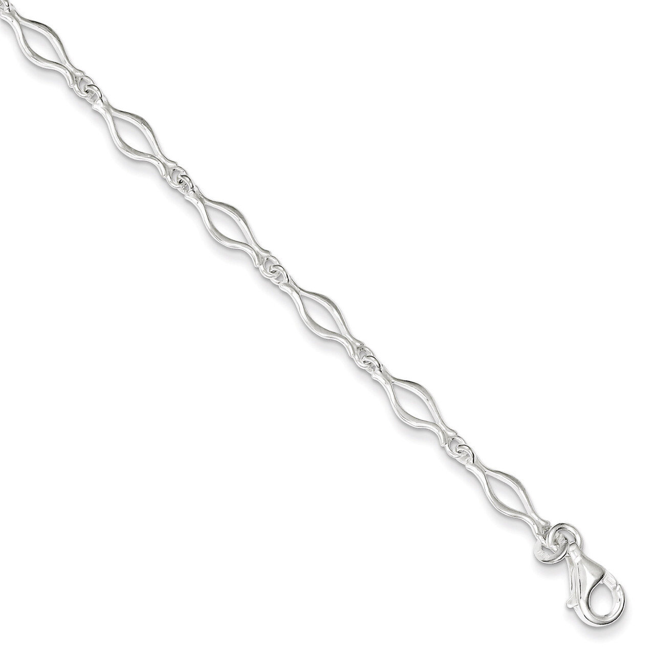 9 Inch Fancy Link Anklet Sterling Silver Solid Polished QG667-9