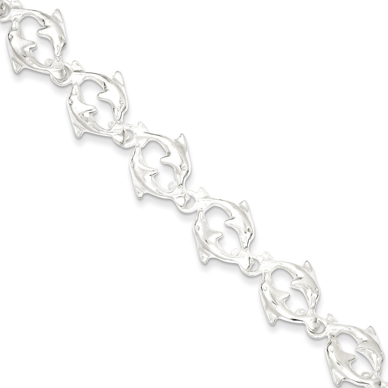 7 Inch Dolphins Bracelet Sterling Silver QG852-7, MPN: QG852-7, 883957951485