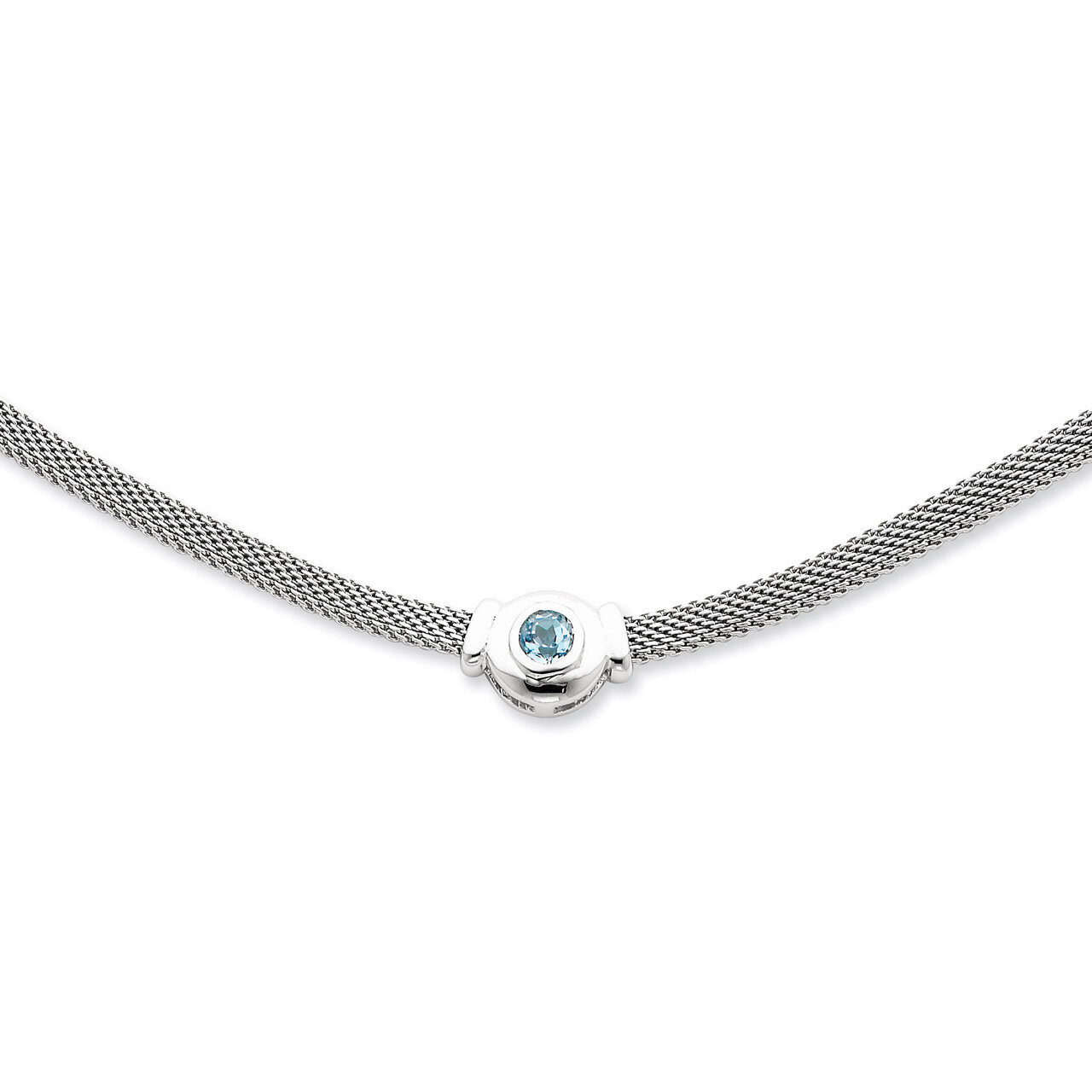 16 Inch Blue Topaz &amp; Mesh Fancy Necklace Sterling Silver QG940-16, MPN: QG940-16, 191101276392