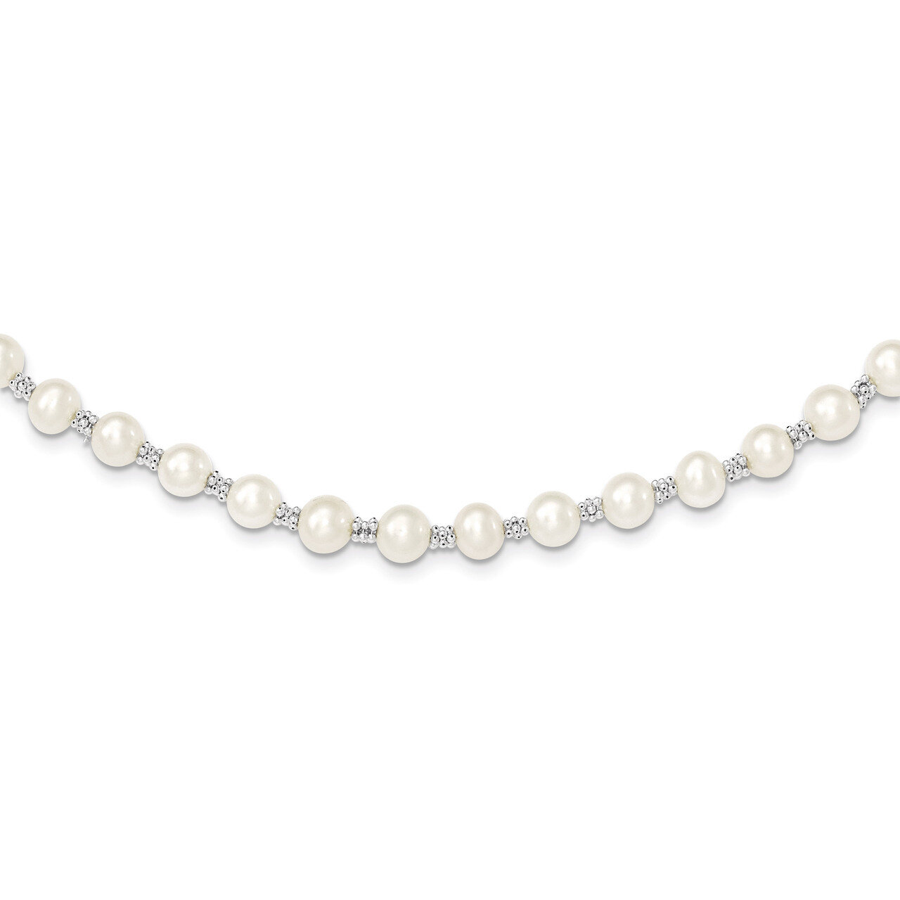 16 Inch White Cultured Pearl Necklace Sterling Silver QH1084-16
