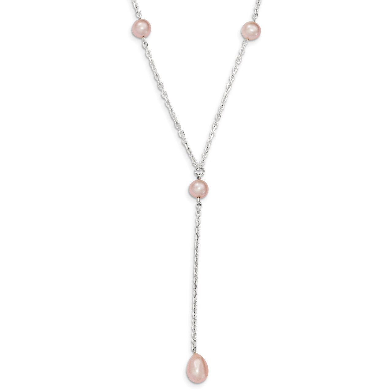 16 Inch Pink Cultured Pearl Necklace Sterling Silver QH1153-16