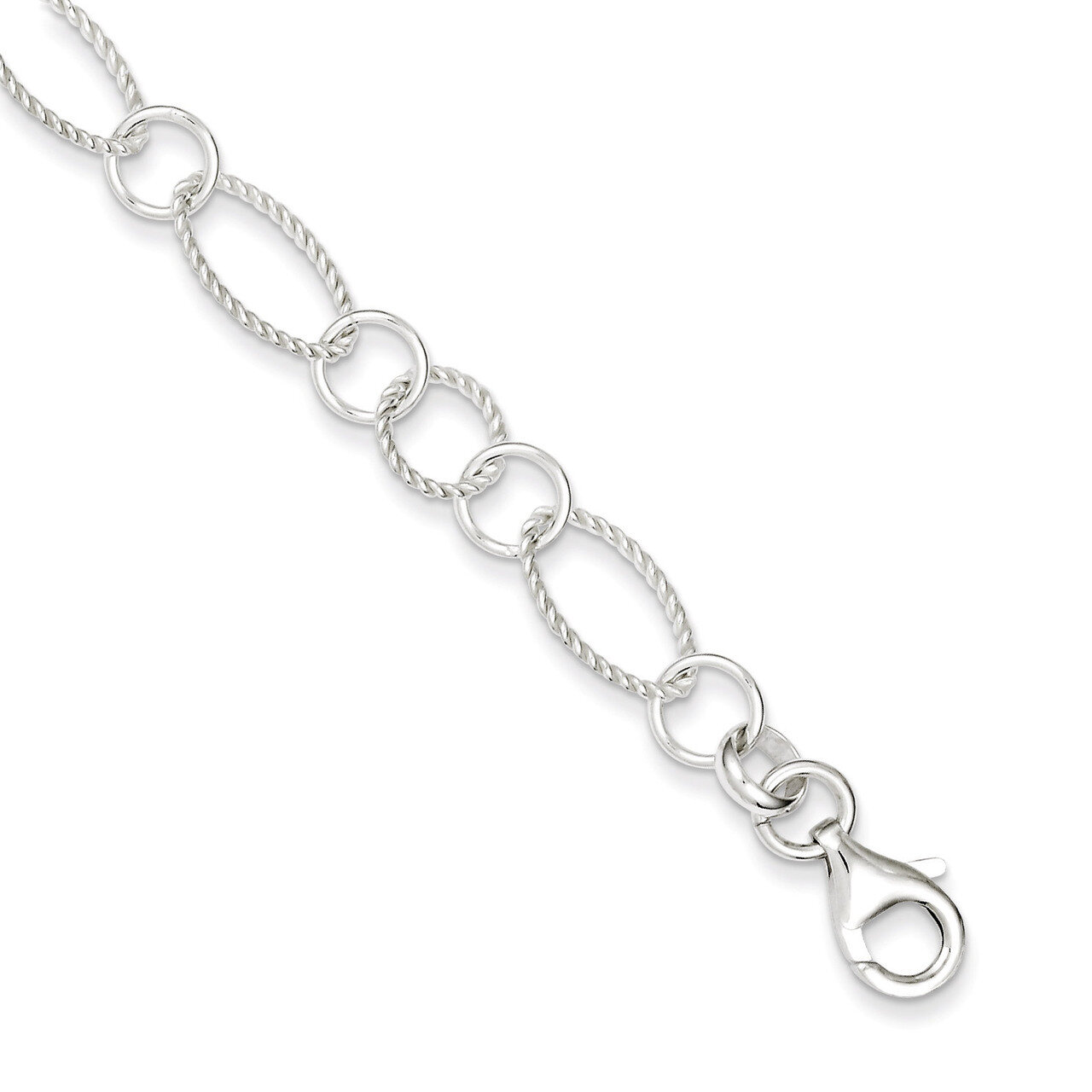 7.5 Inch Link Bracelet Sterling Silver Fancy QH1191-7.5