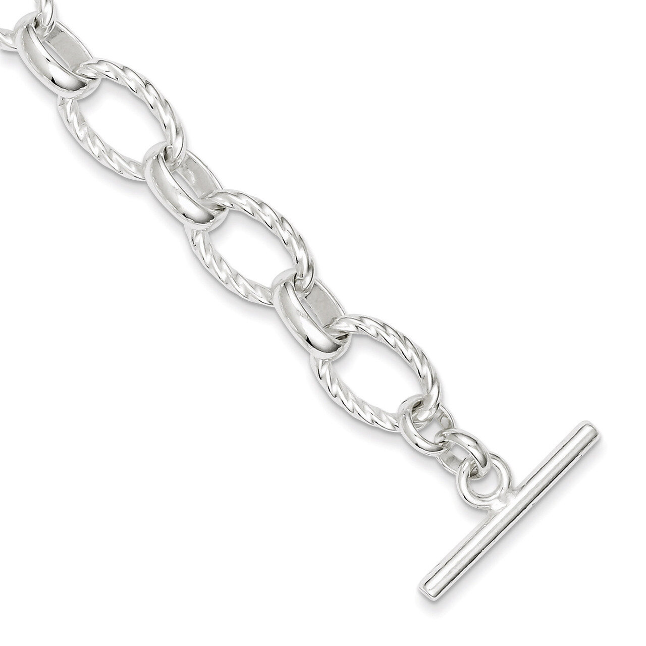 8.75 Inch Fancy Link Toggle Bracelet Sterling Silver Polished QH155-8.75