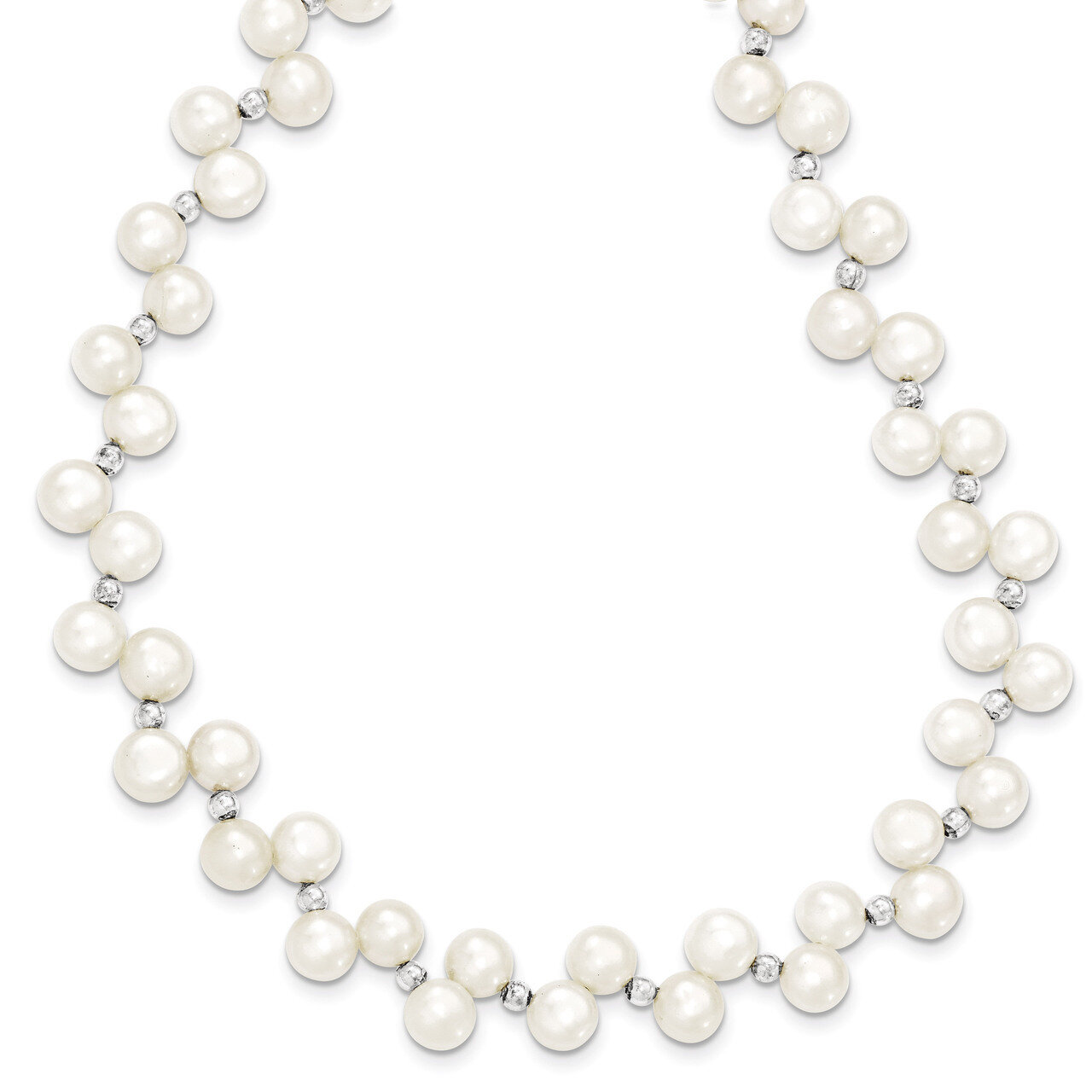 16 Inch Button Pearl Necklace Sterling Silver Cultured QH1857-16