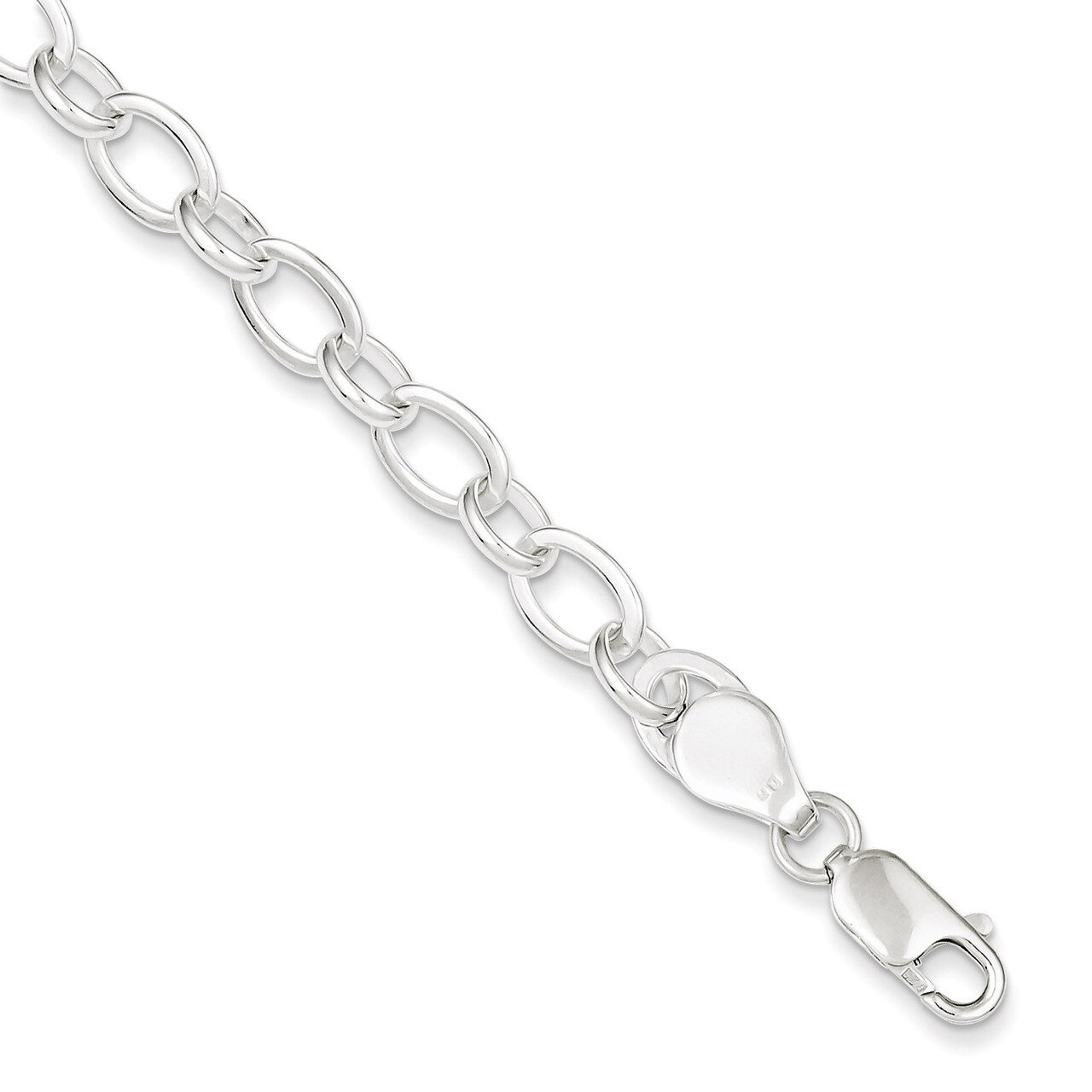 7.5 Inch Link Bracelet Sterling Silver Fancy QH214-7.5