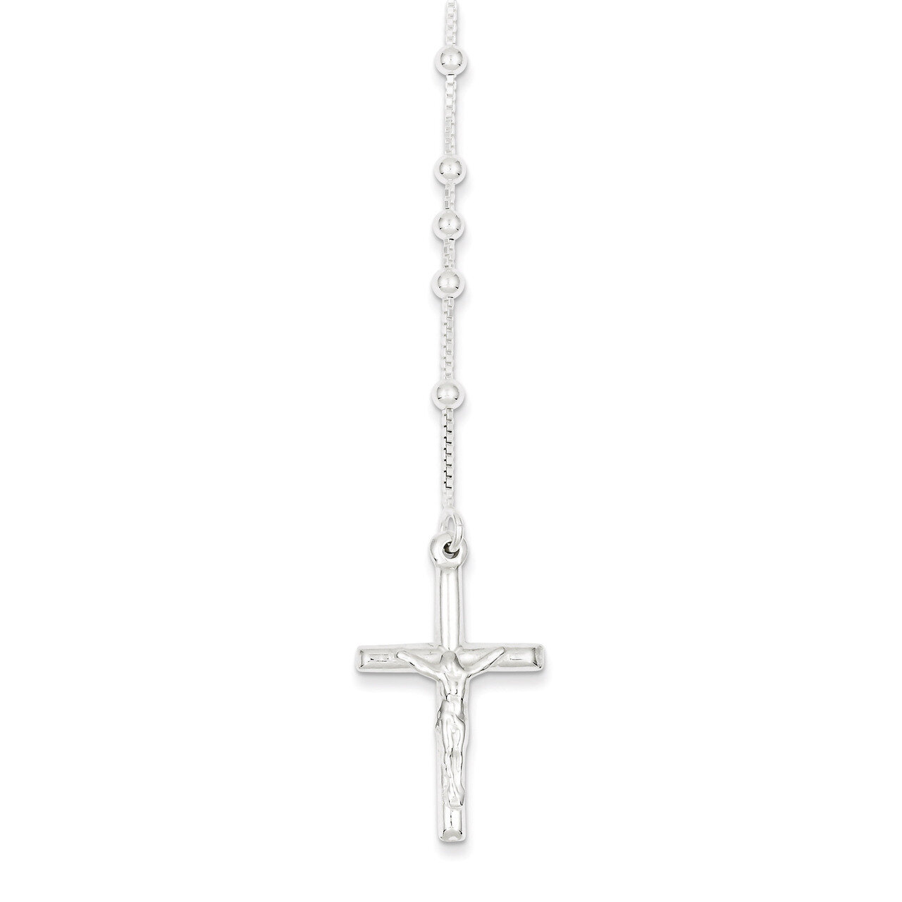 18 Inch Rosary Necklace Sterling Silver Polished QH2392-18, MPN: QH2392-18, 883957520643