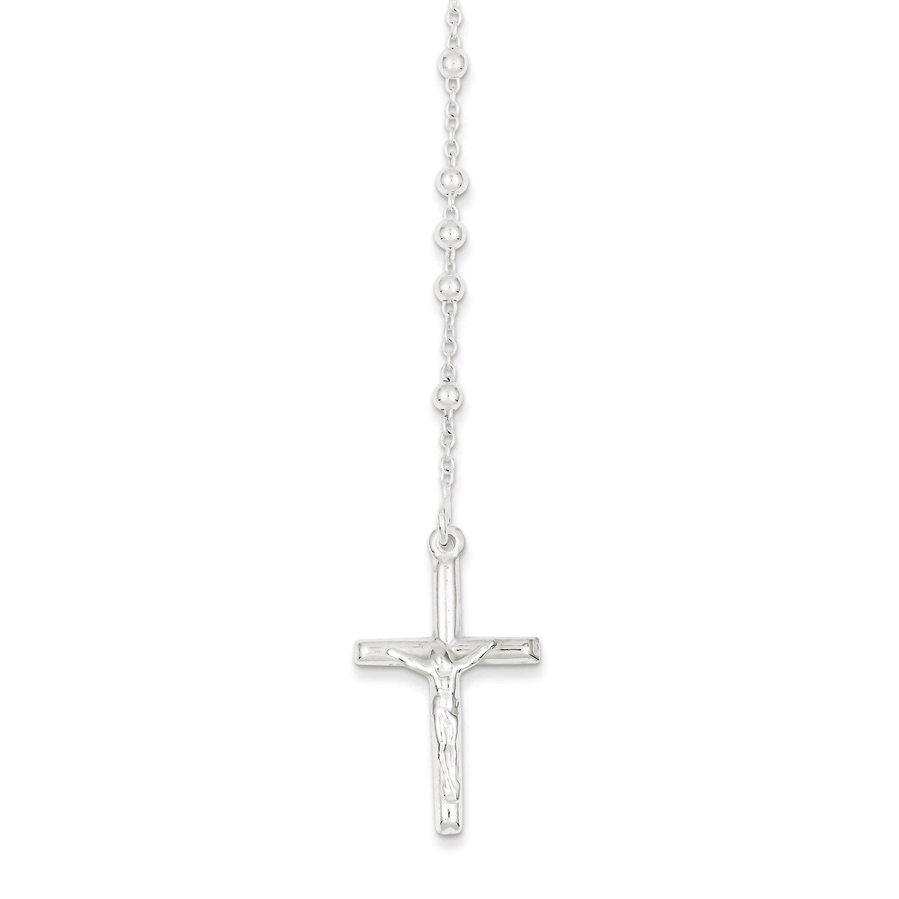 18 Inch Rosary Necklace Sterling Silver Polished QH2393-18, MPN: QH2393-18, 886774548579