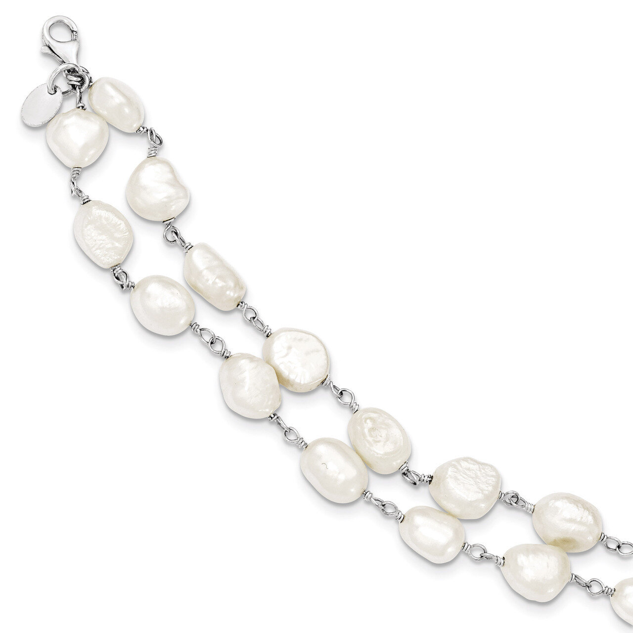 8.5 Inch 2-Strand Cultured Pearl 8.5in Bracelet Sterling Silver QH2459-8.5, MPN: QH2459-8.5, 191101…