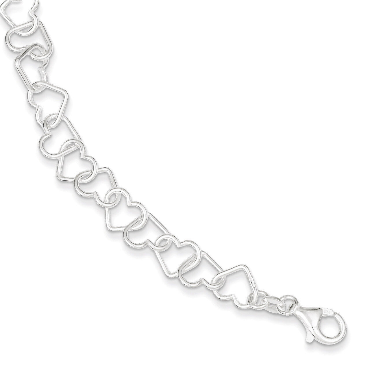 7.5 Inch Fancy Heart Link Bracelet Sterling Silver Polished QH278-7.5, MPN: QH278-7.5, 883957400976