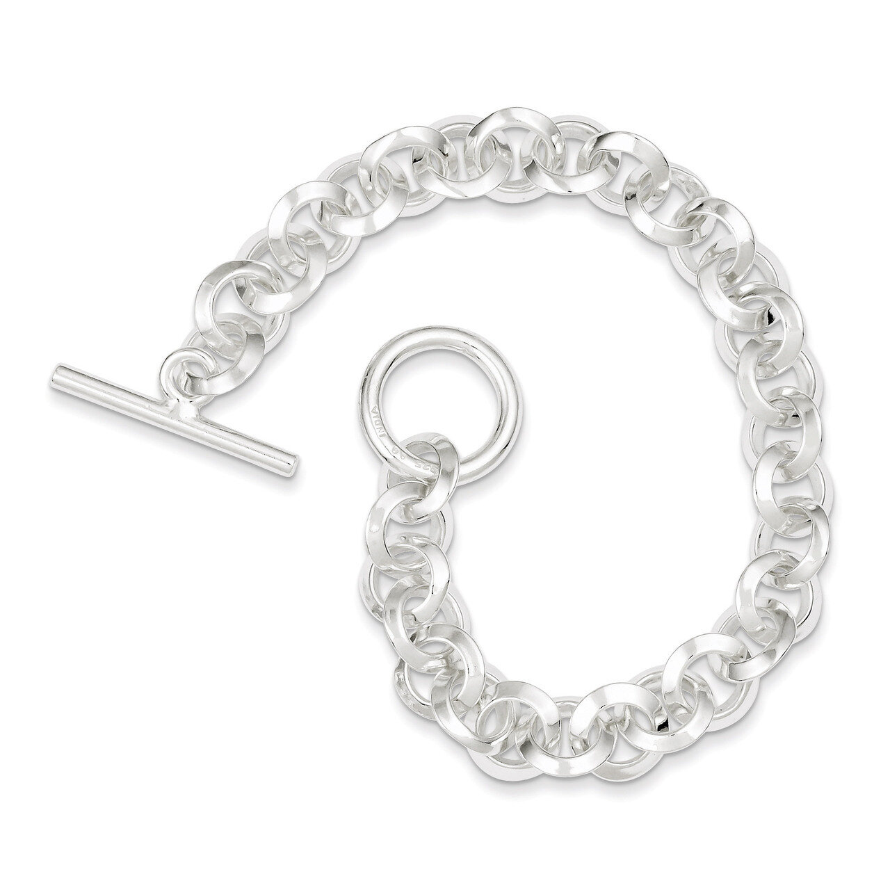 7.5 Inch Fancy Circular Link Bracelet Sterling Silver Polished QH308-7.5