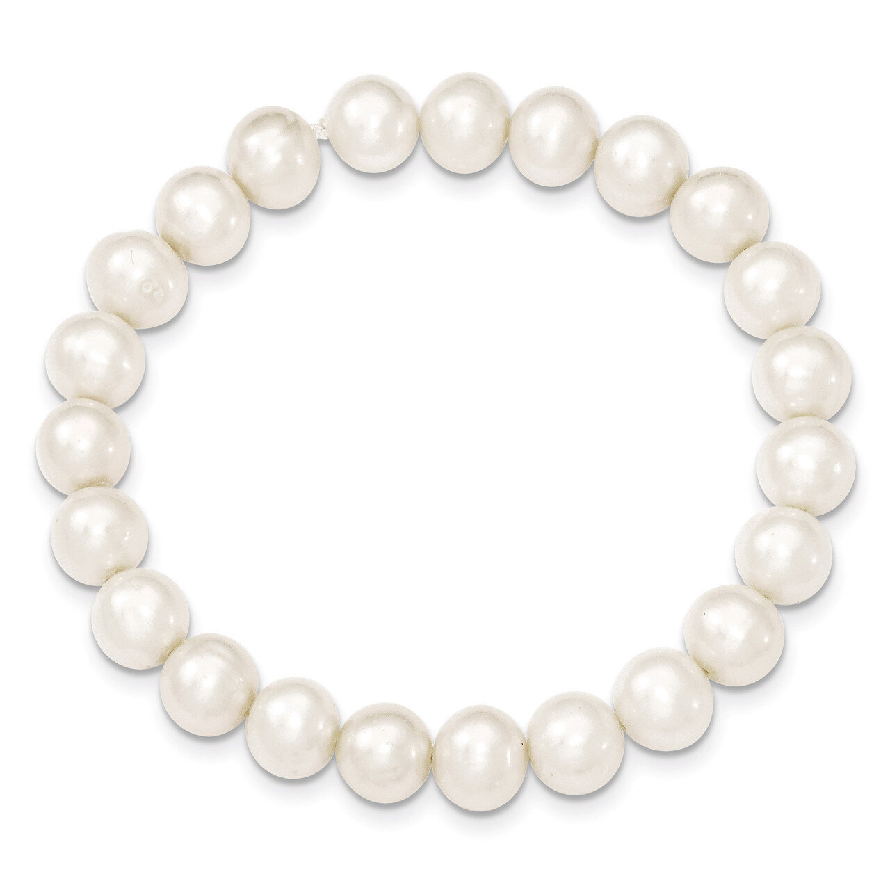 8-8.5mm Cultured Pearl White Stretch Bracelet Sterling Silver QH4595
