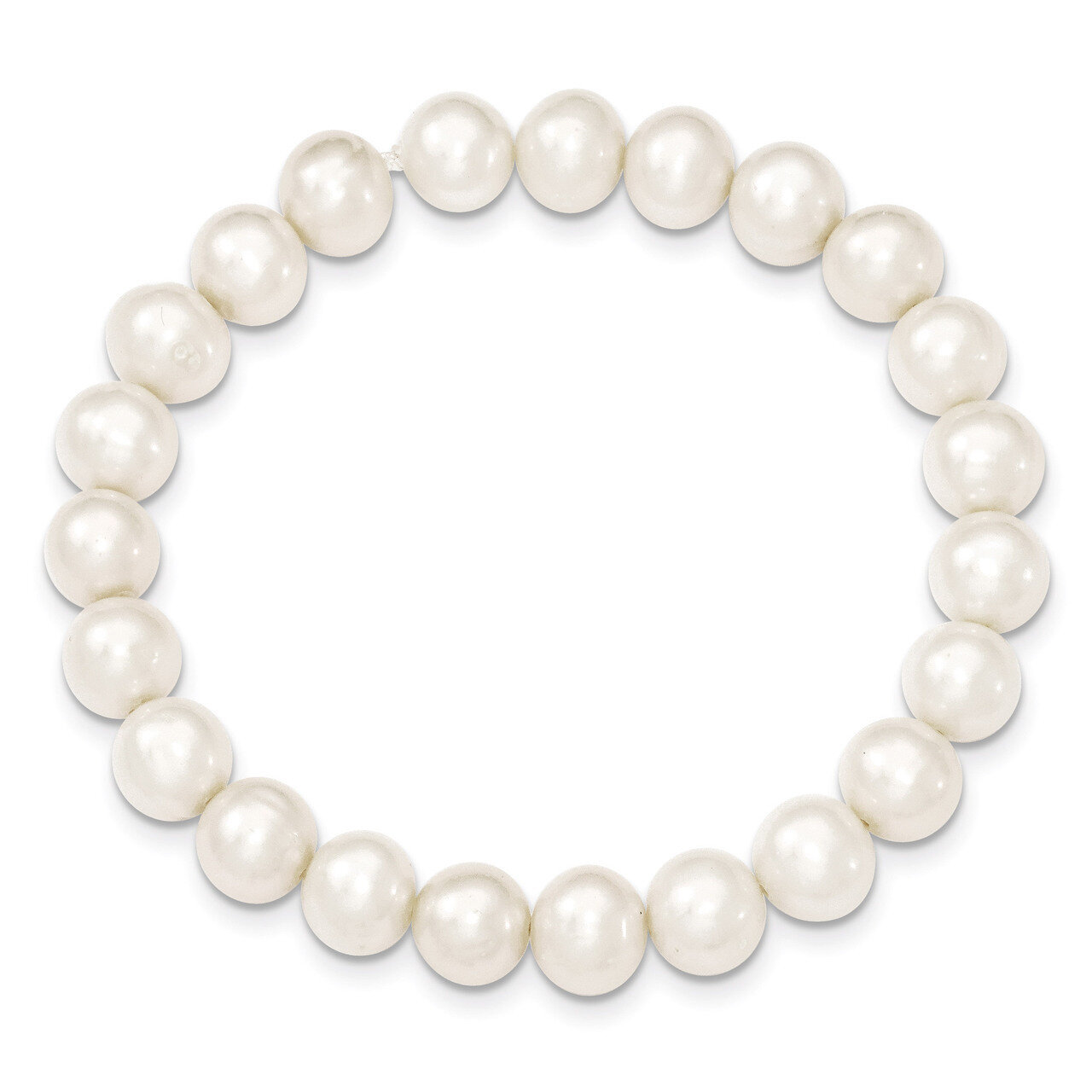 8-8.5mm Cultured Pearl White Stretch Bracelet Sterling Silver QH4595, MPN: QH4595, 815479017578