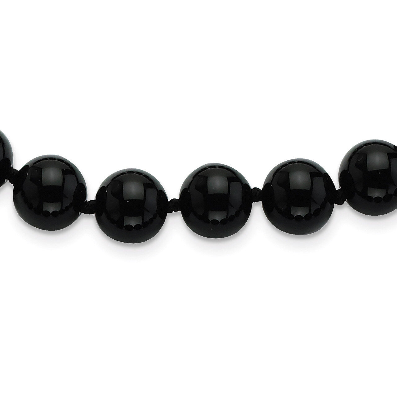 18 Inch 10-10.5mm Smooth Beaded Black Agate Necklace Sterling Silver QH4660-18, MPN: QH4660-18, 815…