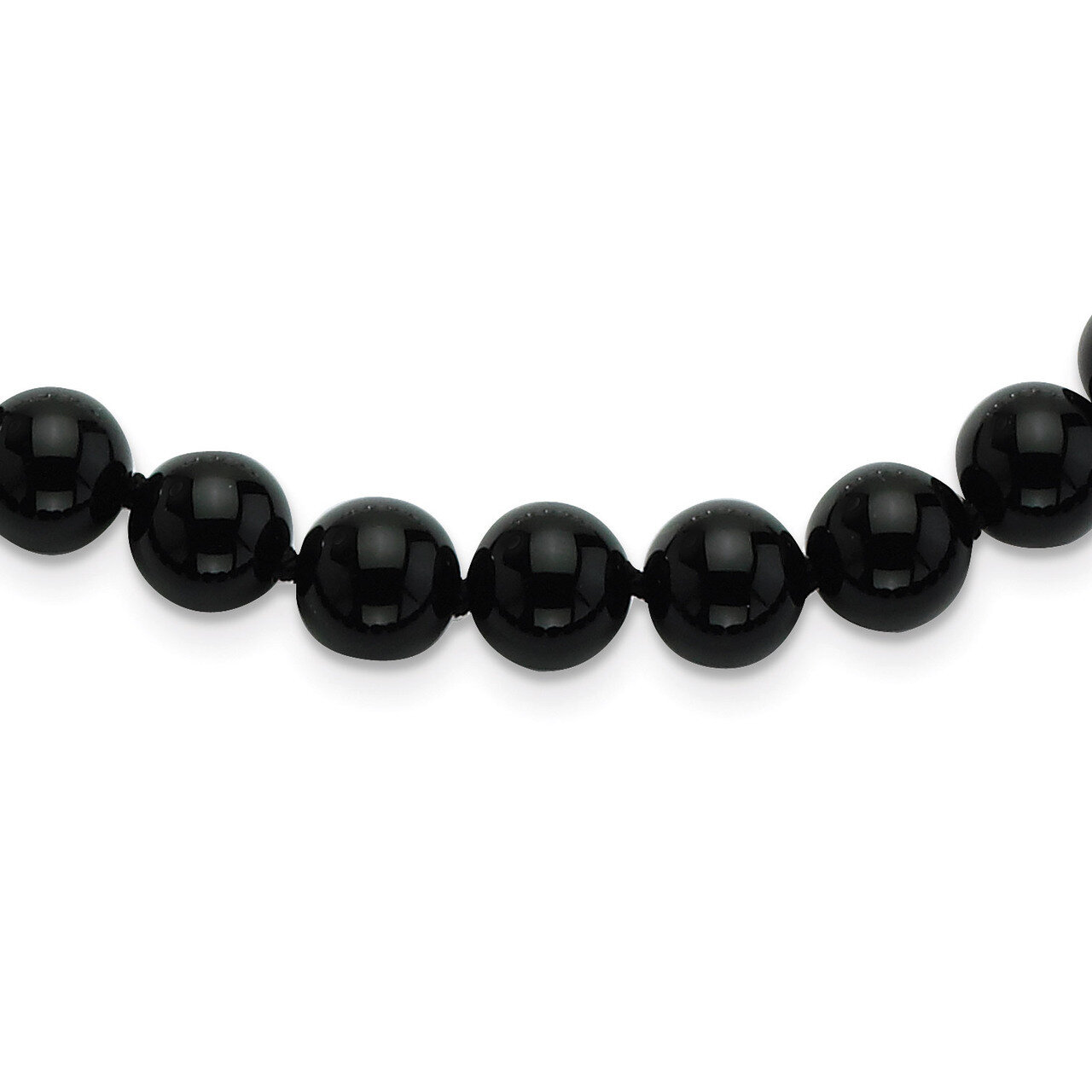 18 Inch 8-8.5mm Smooth Beaded Black Agate Necklace Sterling Silver QH4662-18, MPN: QH4662-18, 81547…