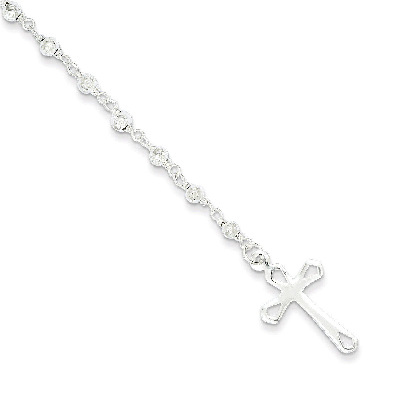 7.5 Inch Rosary Bracelet Sterling Silver Polished QH4697-7.5