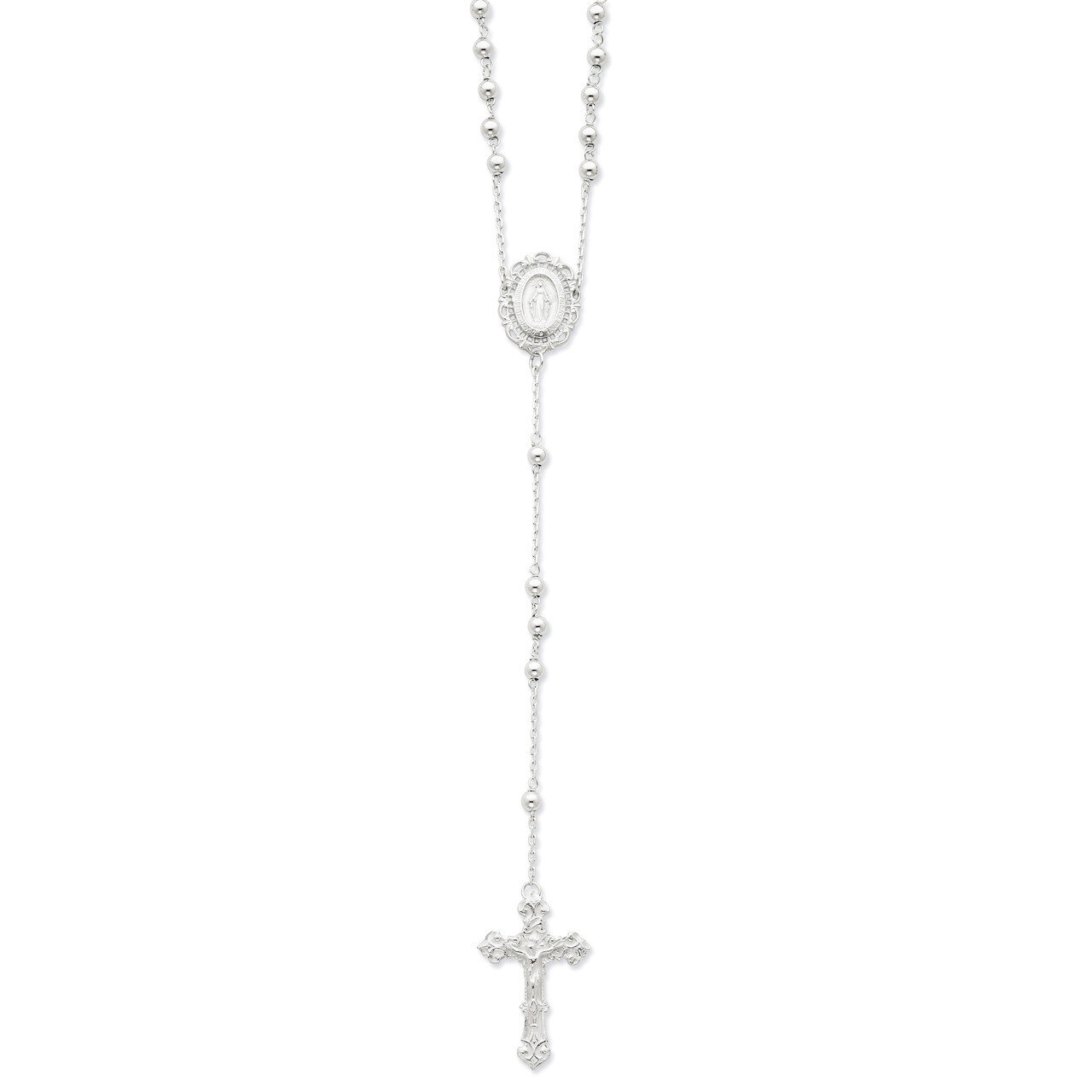 18 Inch Rosary Necklace Sterling Silver Polished QH4702-18, MPN: QH4702-18, 883957571898