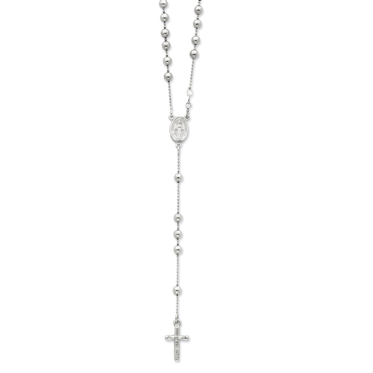 21 Inch Rosary Necklace Sterling Silver Polished QH4703-21, MPN: QH4703-21, 191101636325