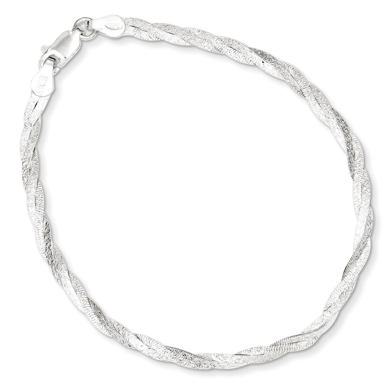 7.5 Inch Textured Reversible Braided Bracelet Sterling Silver Fancy QH4926-7.5, MPN: QH4926-7.5, 88…