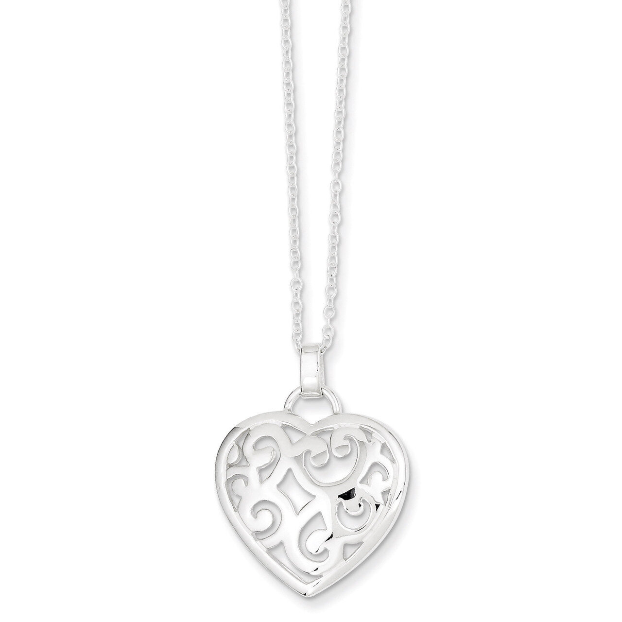 18 Inch Heart Necklace Sterling Silver QH4973-18