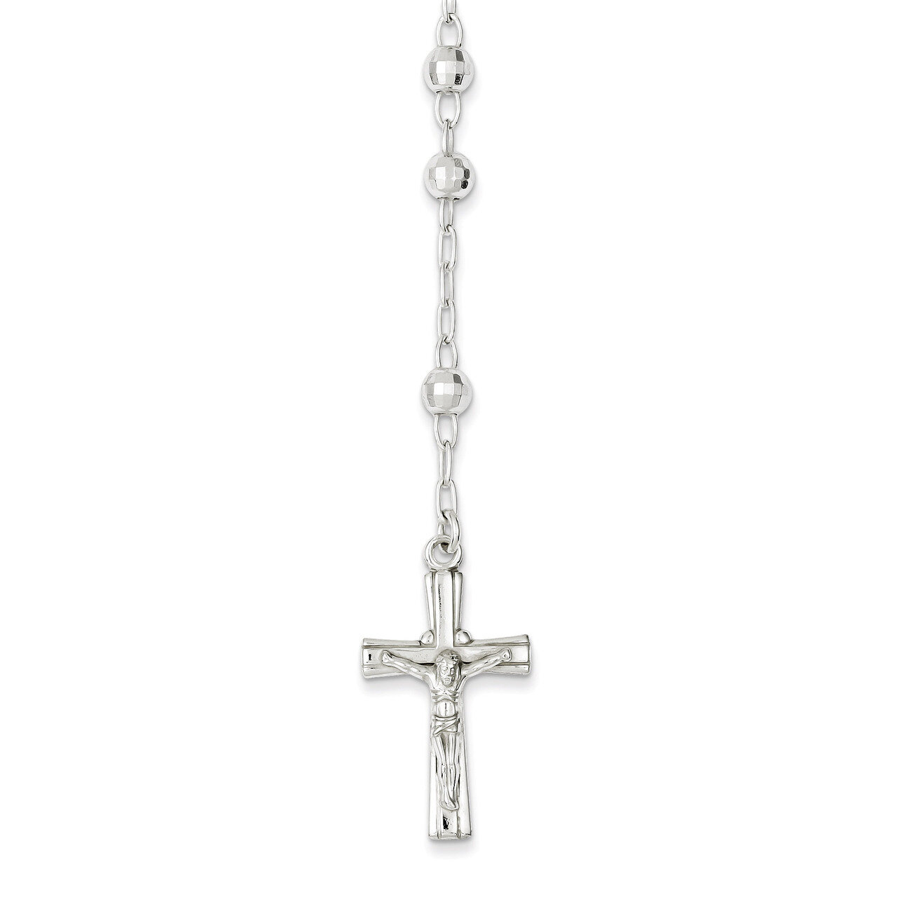 Rosary with Textured Beads Necklace Sterling Silver Polished QH4990, MPN: QH4990, 883957559650