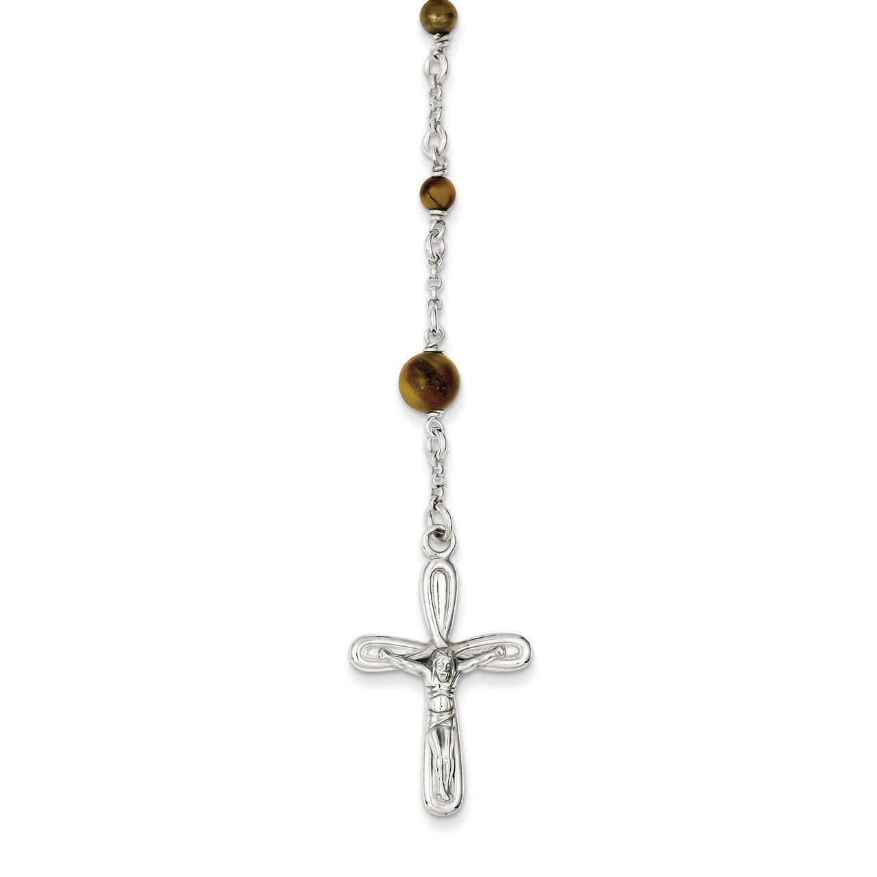 Tiger Eye Rosary Necklace Sterling Silver Polished QH4991, MPN: QH4991, 883957526218