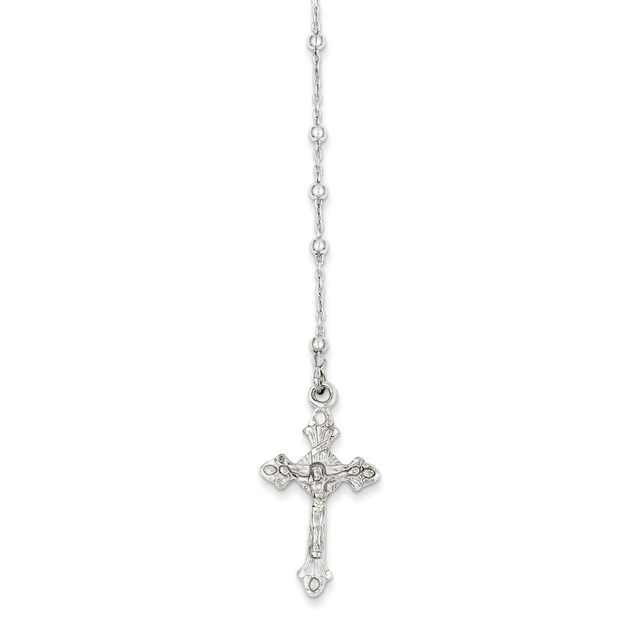 18 Inch Rosary Necklace Sterling Silver Polished QH4992-18