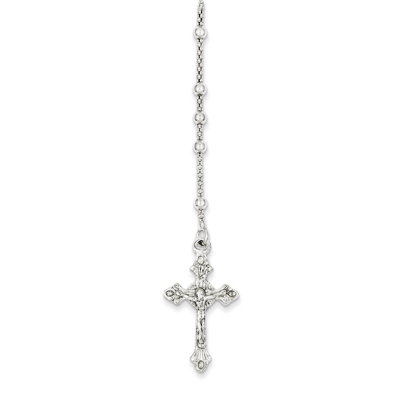 16 Inch Rosary Necklace Sterling Silver Polished QH4993-16, MPN: QH4993-16, 191101276934
