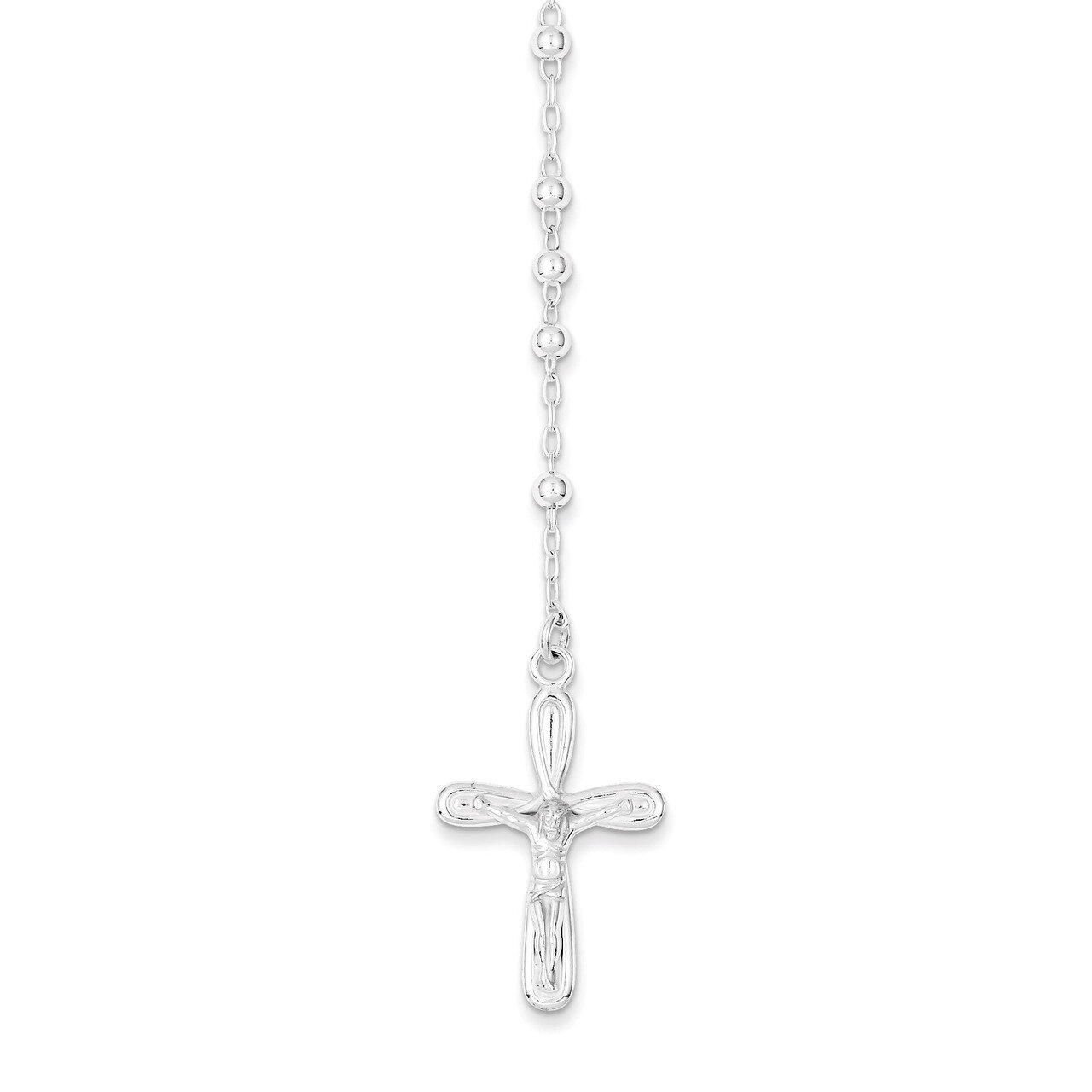 18 Inch Crucifix Rosary Sterling Silver Polished QH4995-18