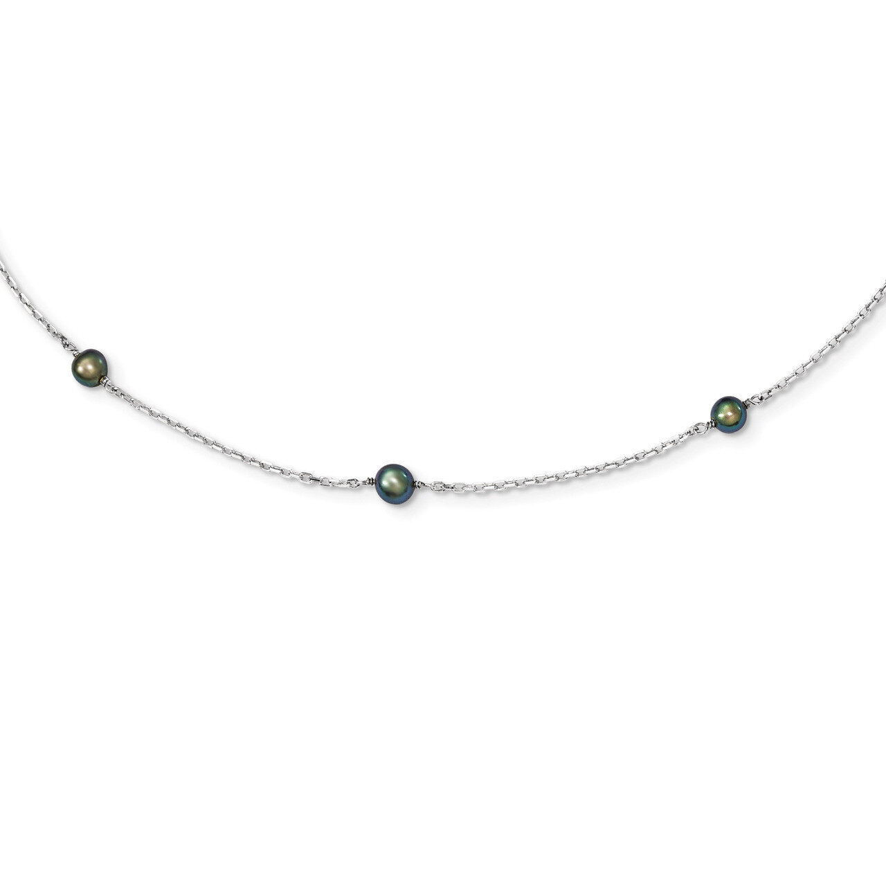 16 Inch Cultured Peacock Pearl Necklace Sterling Silver QH5019-16