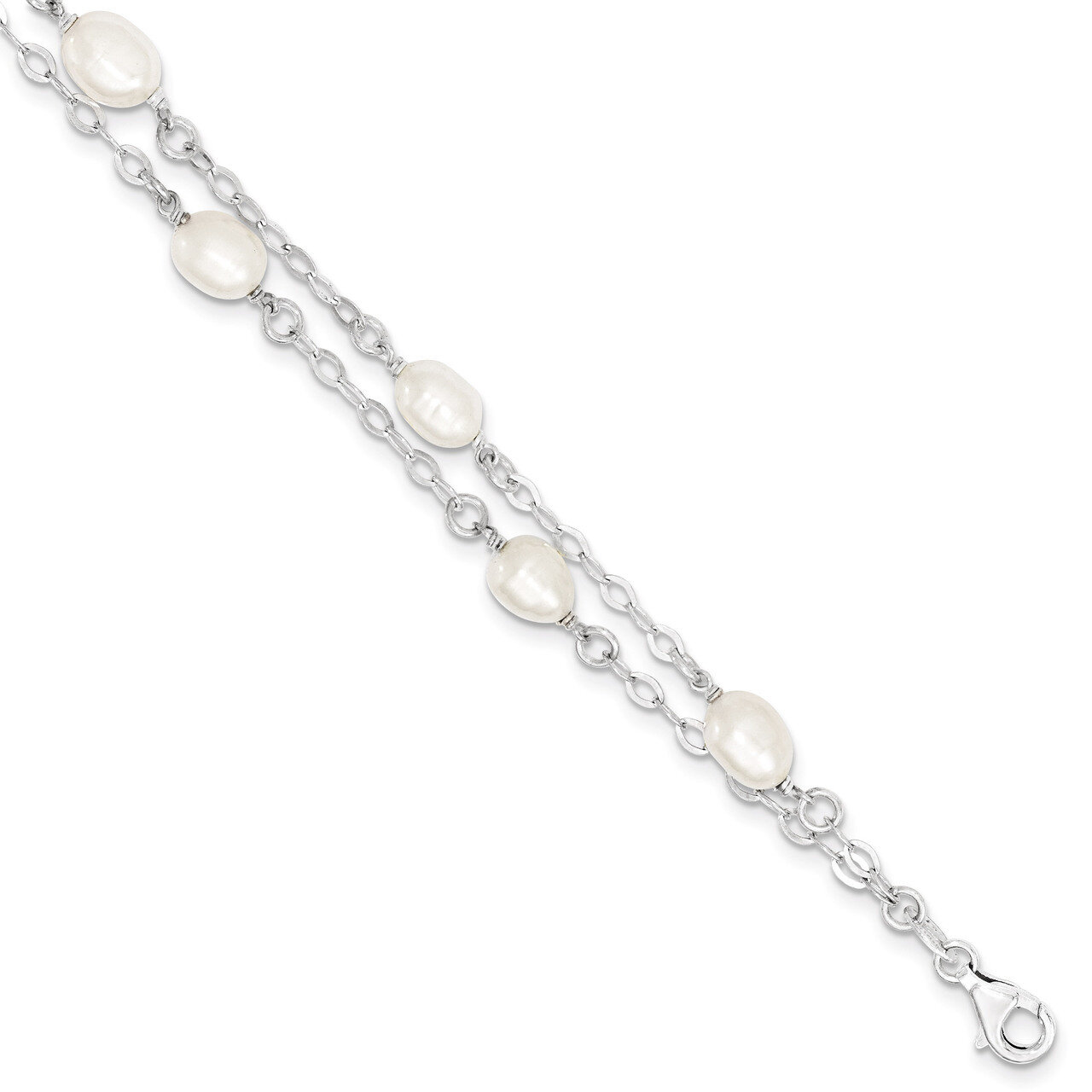 7.5 Inch Cultured Pearl Bracelet Sterling Silver QH5049-7.5