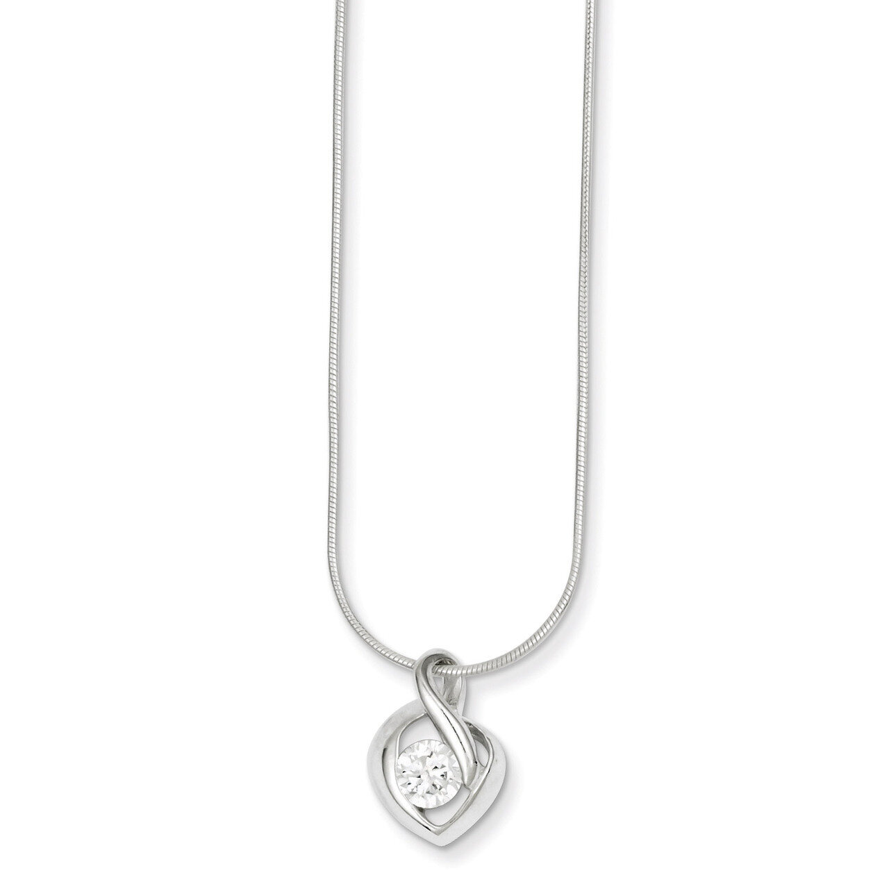 18 Inch Pendant & Chain Sterling Silver Diamond QH572-18