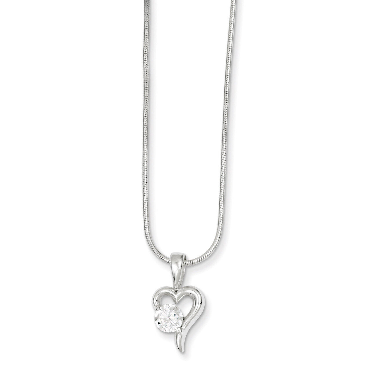 18 Inch Pendant &amp; Chain Sterling Silver Diamond QH582-18, MPN: QH582-18, 883957954929