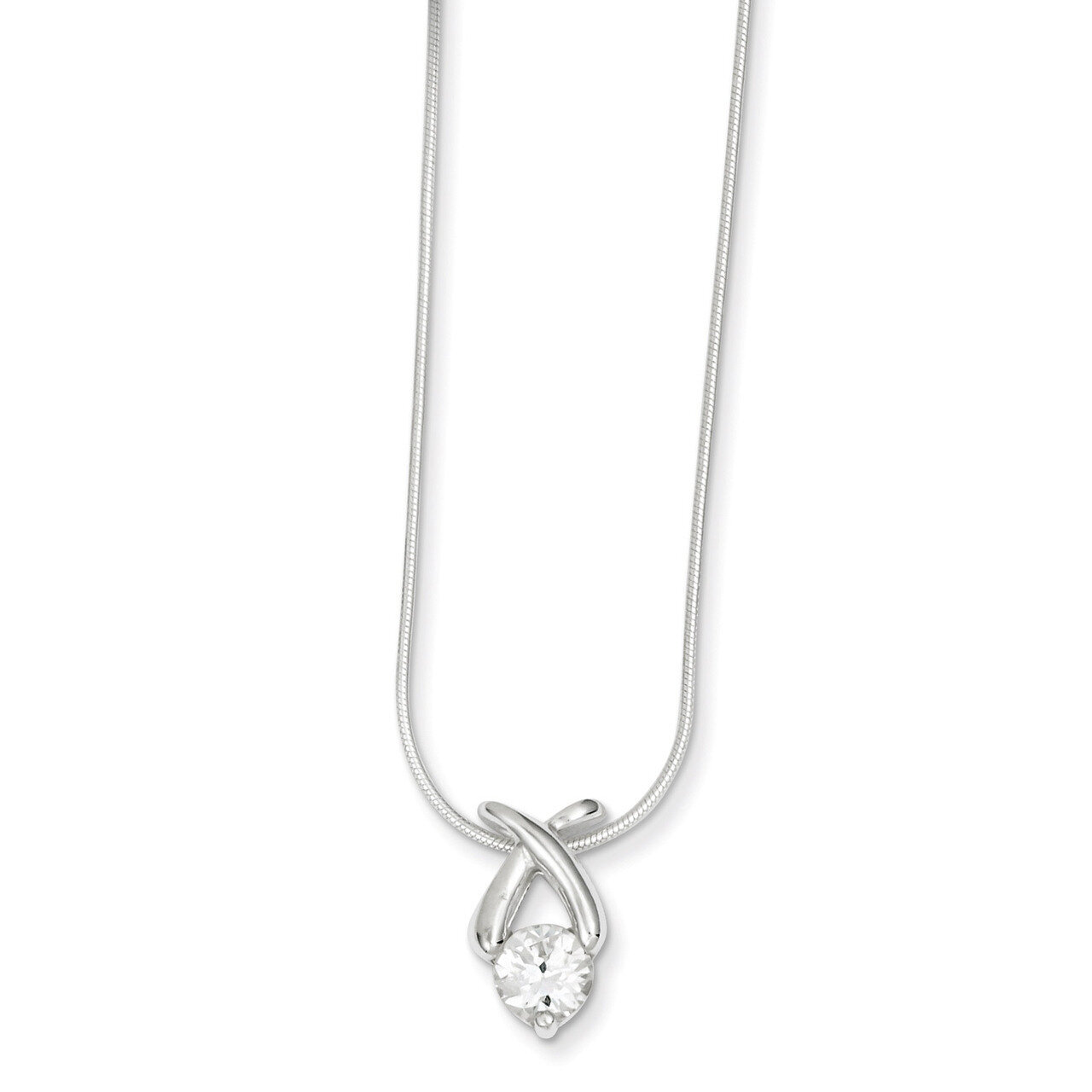 18 Inch Pendant &amp; Chain Sterling Silver Diamond QH589-18, MPN: QH589-18, 883957954967