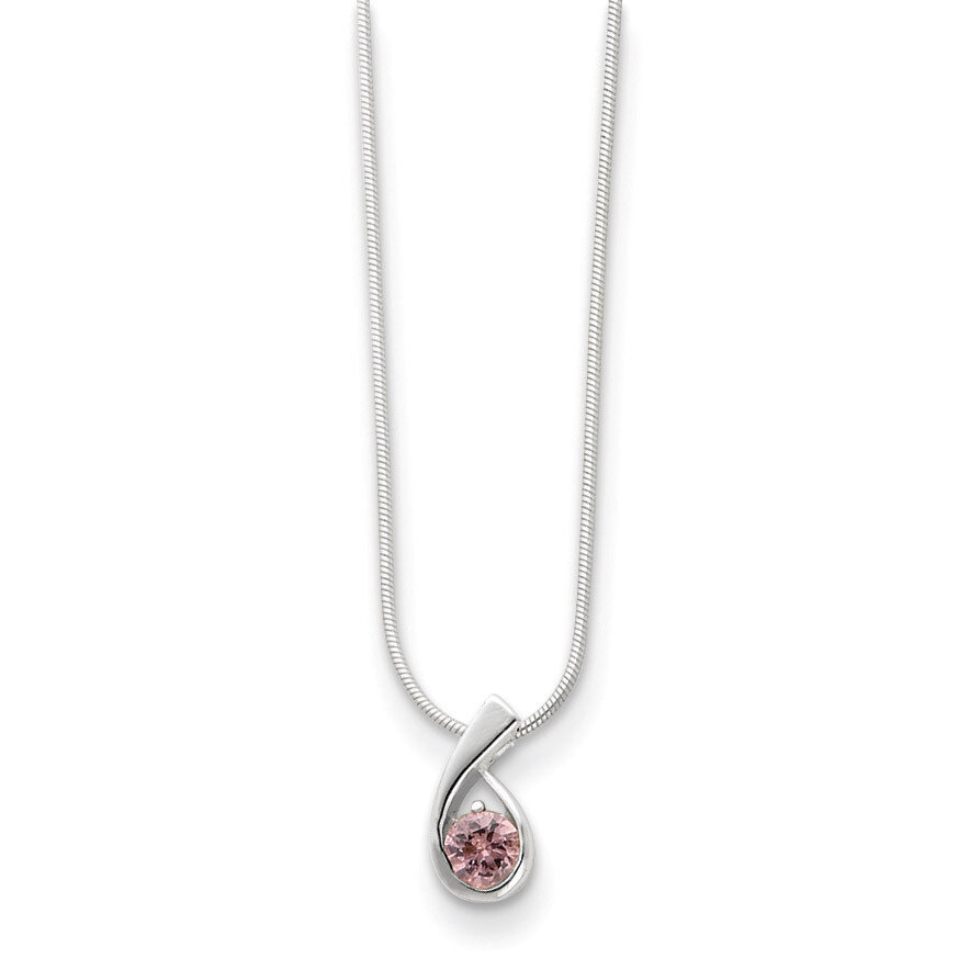 18 Inch Pink Diamond Pendant Sterling Silver QH640-18, MPN: QH640-18, 883957955070