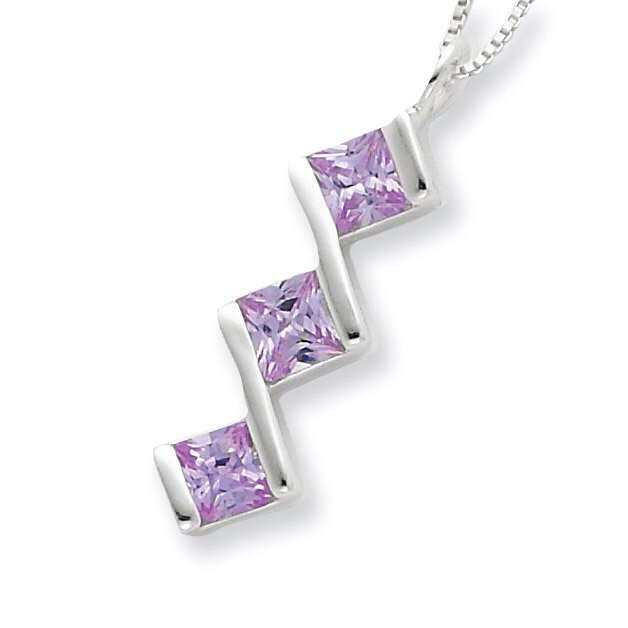 18 Inch Purple Diamond Pendant Chain Sterling Silver QH672-18, MPN: QH672-18, 883957955124