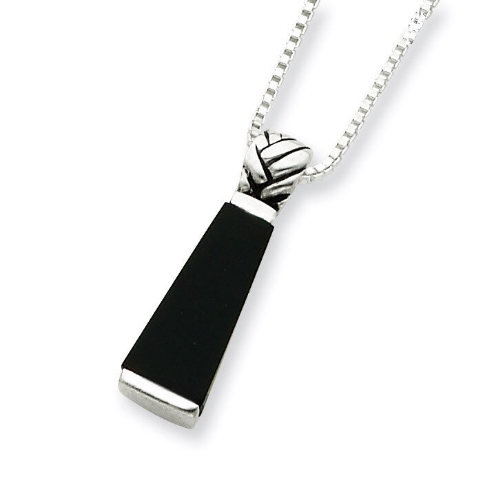 16 Inch Onyx Pendant Necklace Sterling Silver QH734-16, MPN: QH734-16, 191101277047