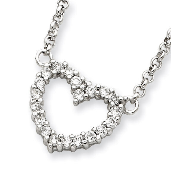 16 Inch Heart Pendant Chain Sterling Silver Diamond QH764-16, MPN: QH764-16, 191101277078