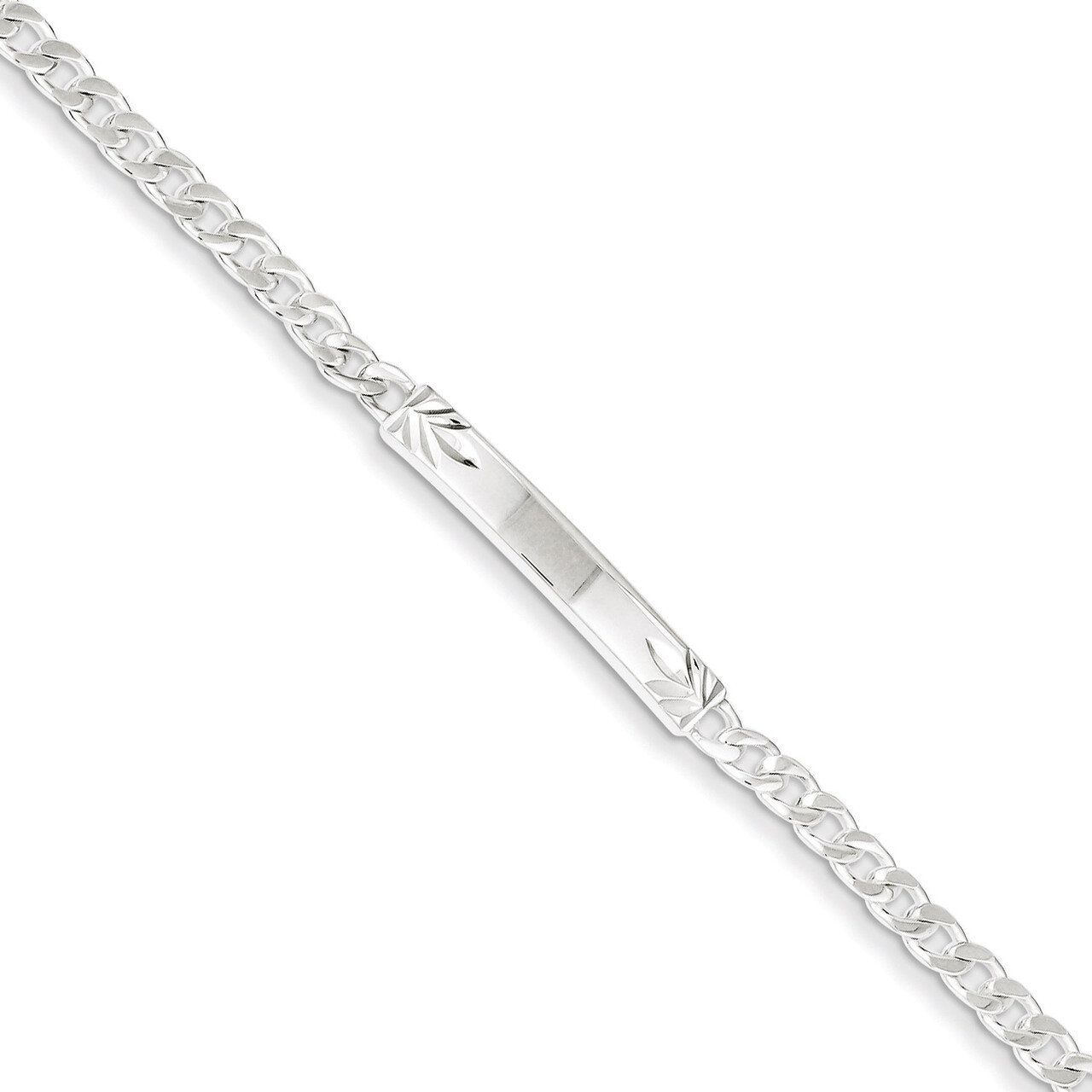 7 Inch Engravable Curb Link ID Bracelet Sterling Silver Polished QID101-7