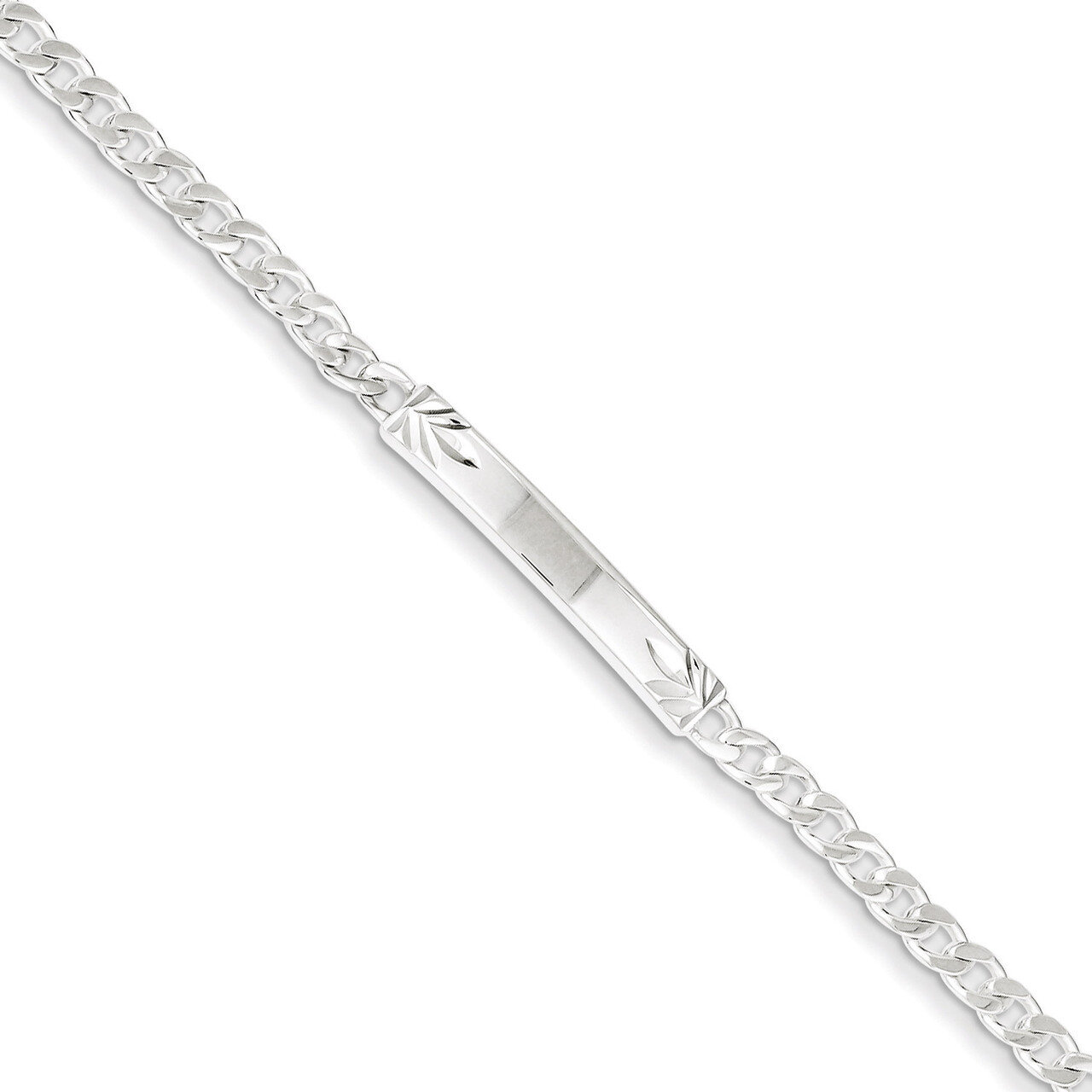8 Inch Engravable Curb Link ID Bracelet Sterling Silver Polished QID101-8, MPN: QID101-8, 883957545…