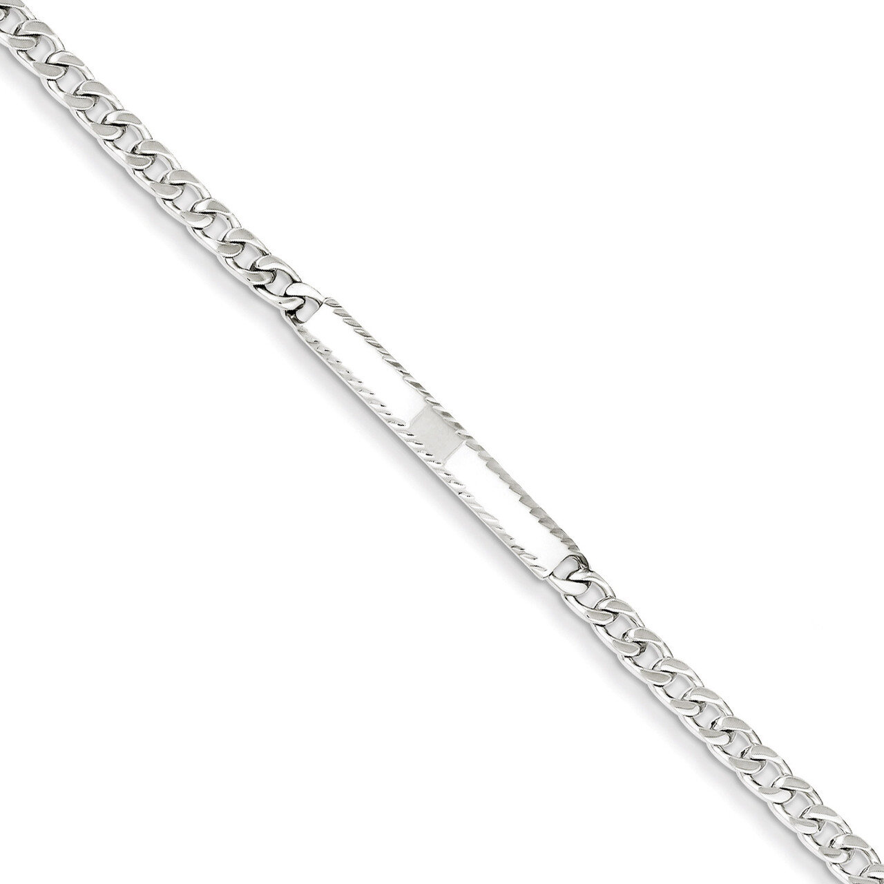 7 Inch Engravable Curb Link ID Bracelet Diamond-cut Sterling Silver QID102-7
