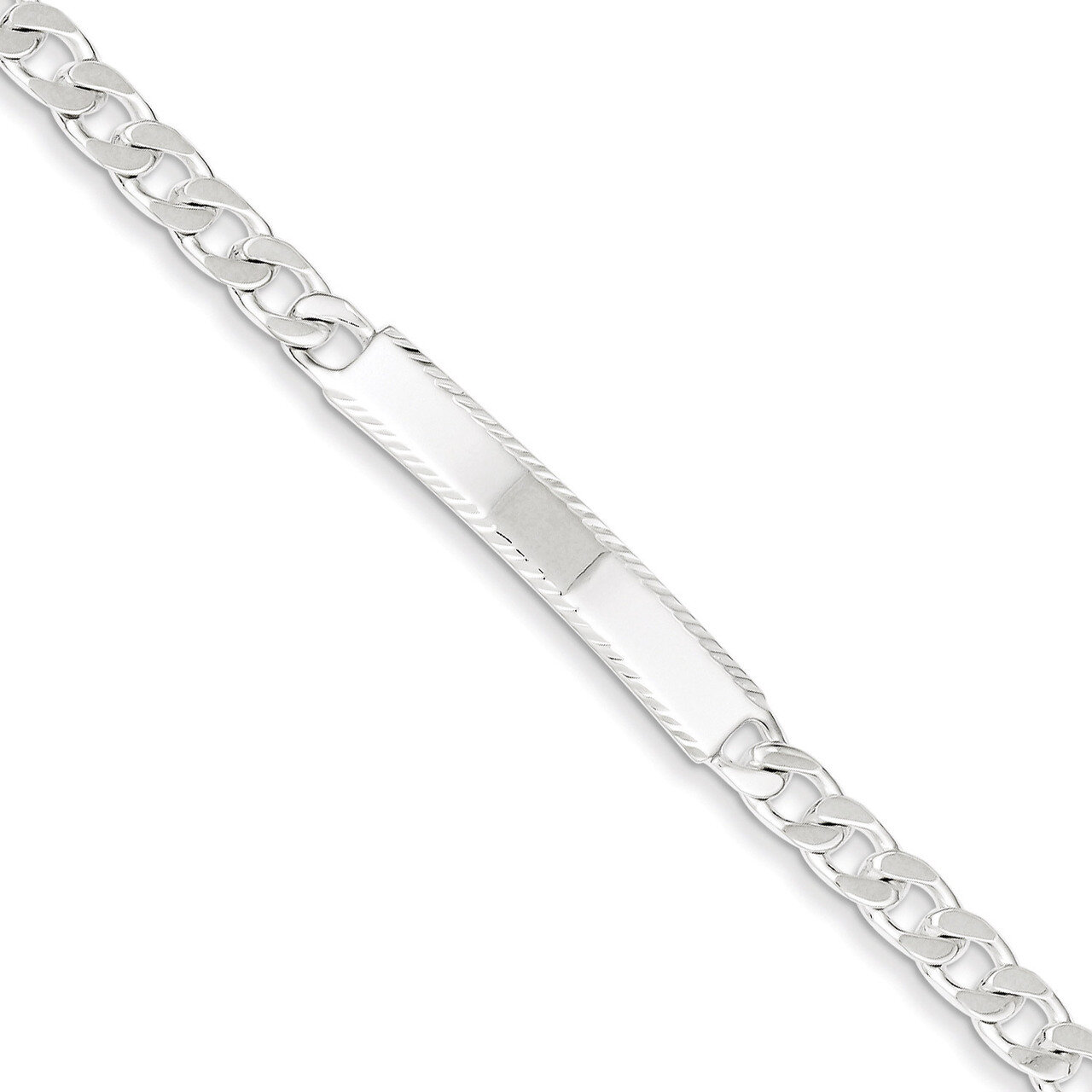 7 Inch Engravable Curb Link ID Bracelet Diamond-cut Sterling Silver QID103-7