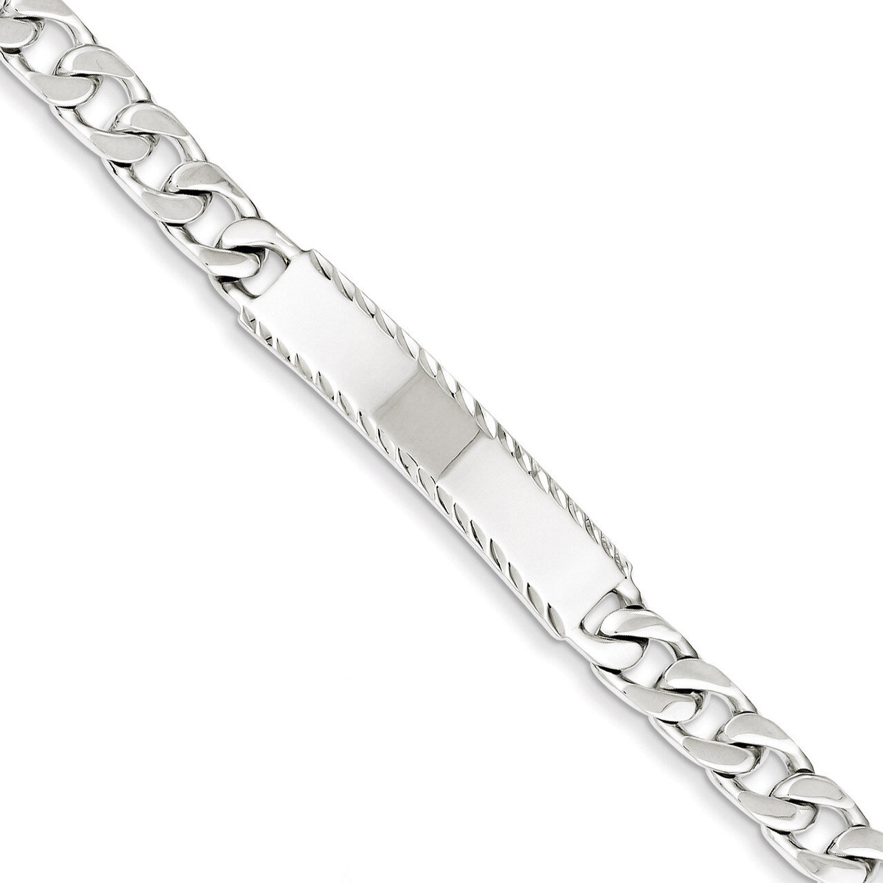 7 Inch Engravable Curb Link ID Bracelet Diamond-cut Sterling Silver QID104-7, MPN: QID104-7, 883957…