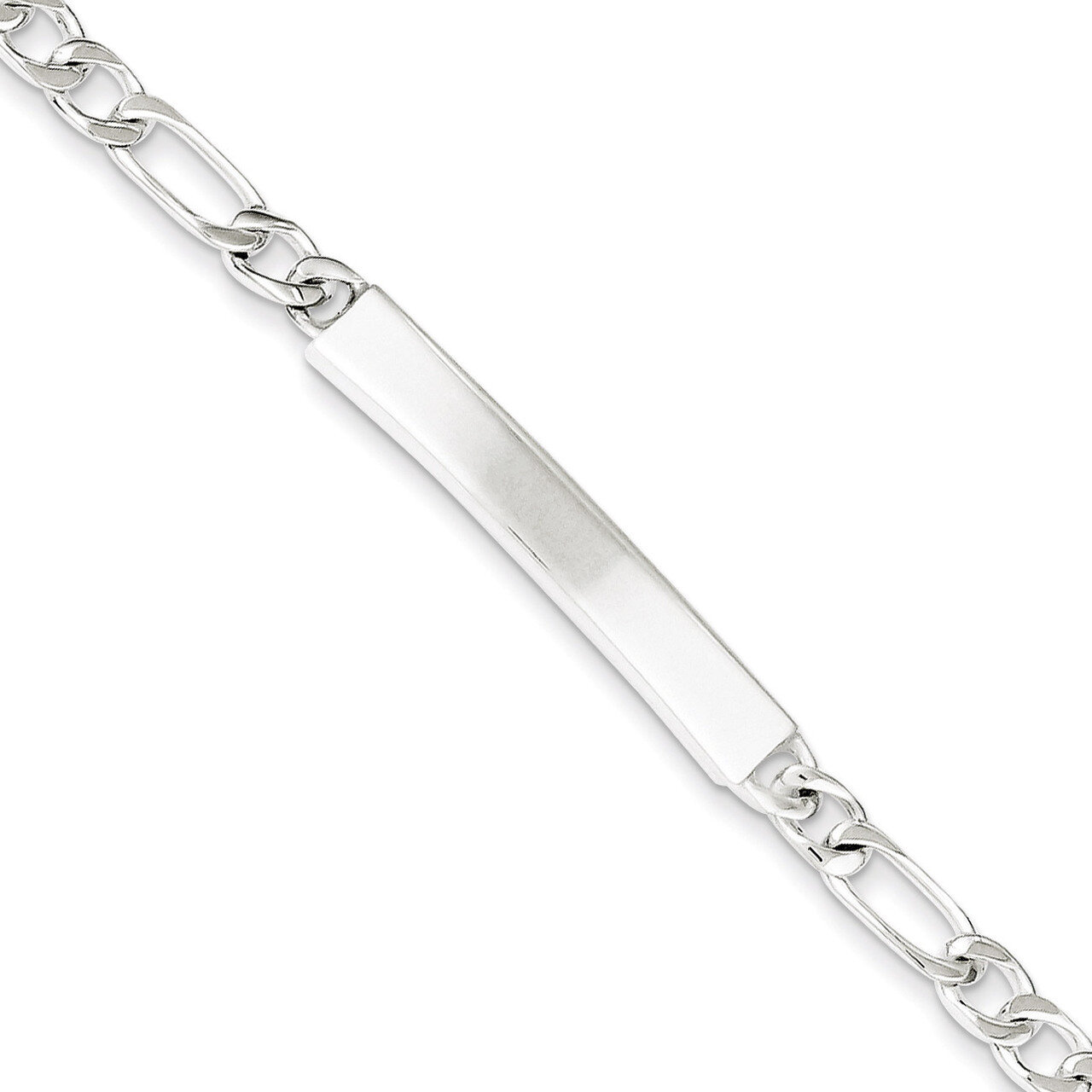 7 Inch 7 Figaro Link ID Bracelet Engravable Sterling Silver QID105-7, MPN: QID105-7, 883957565163