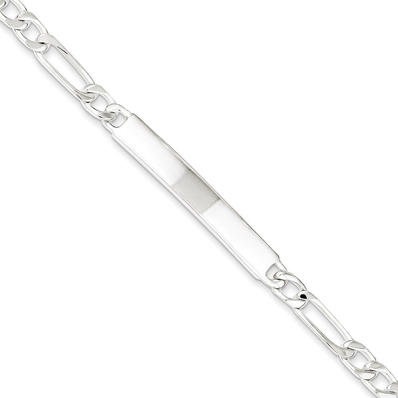 7 Inch Figaro Link ID Bracelet Engravable Sterling Silver QID106-7