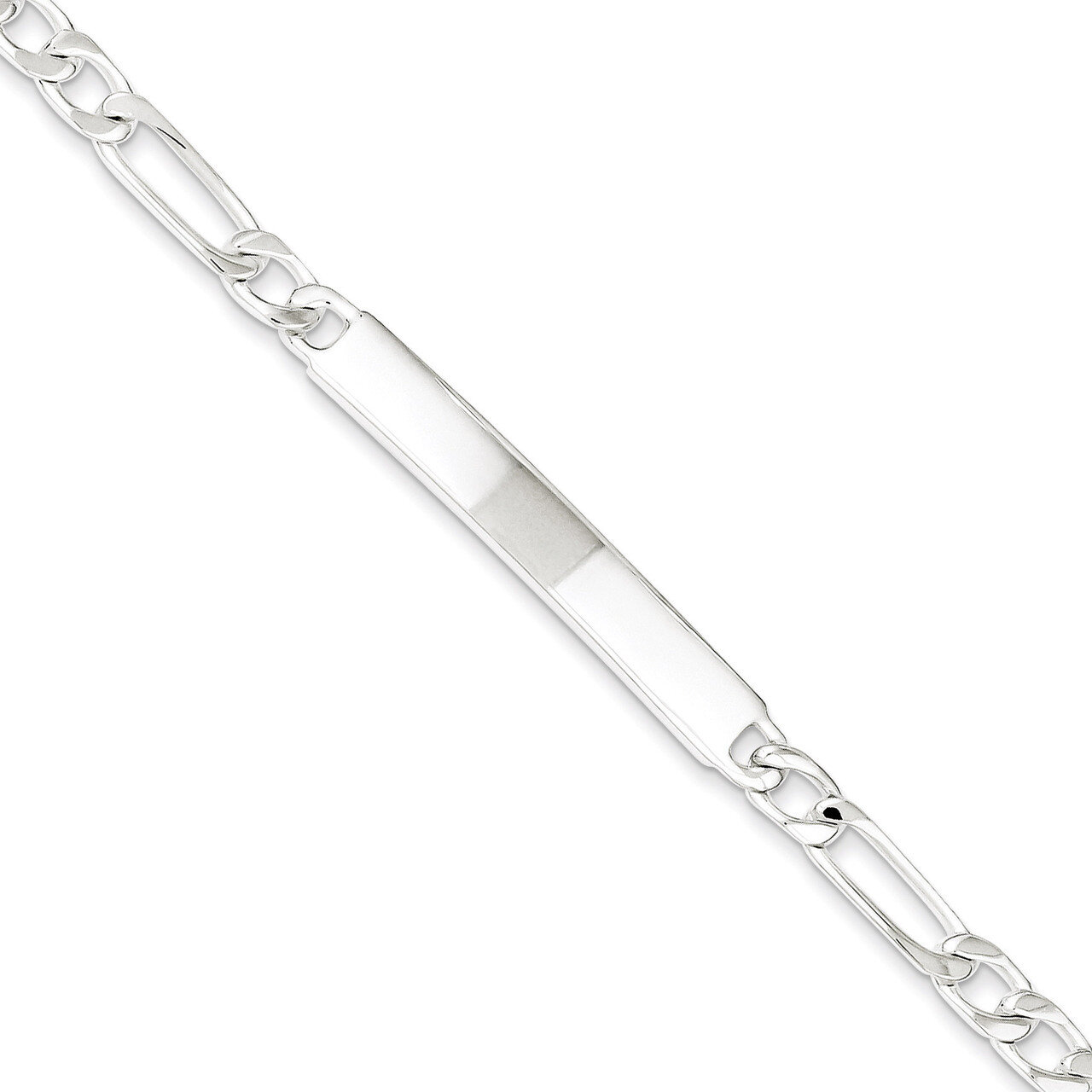 8 Inch Engravable Figaro Link ID Bracelet Sterling Silver Polished QID106-8, MPN: QID106-8, 8839575…