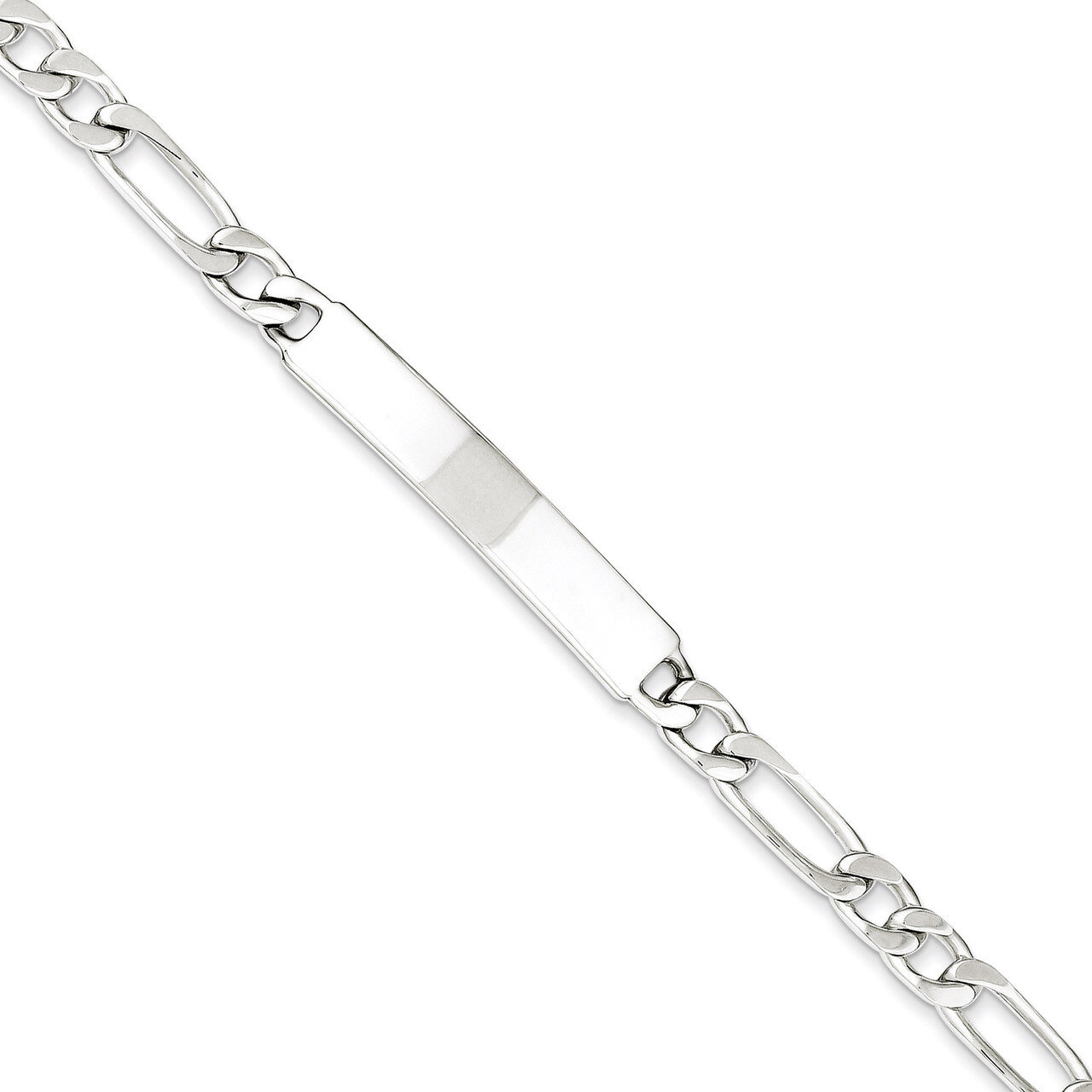 7 Inch Engravable Figaro Link ID Bracelet Sterling Silver Polished QID107-7, MPN: QID107-7, 8839575…