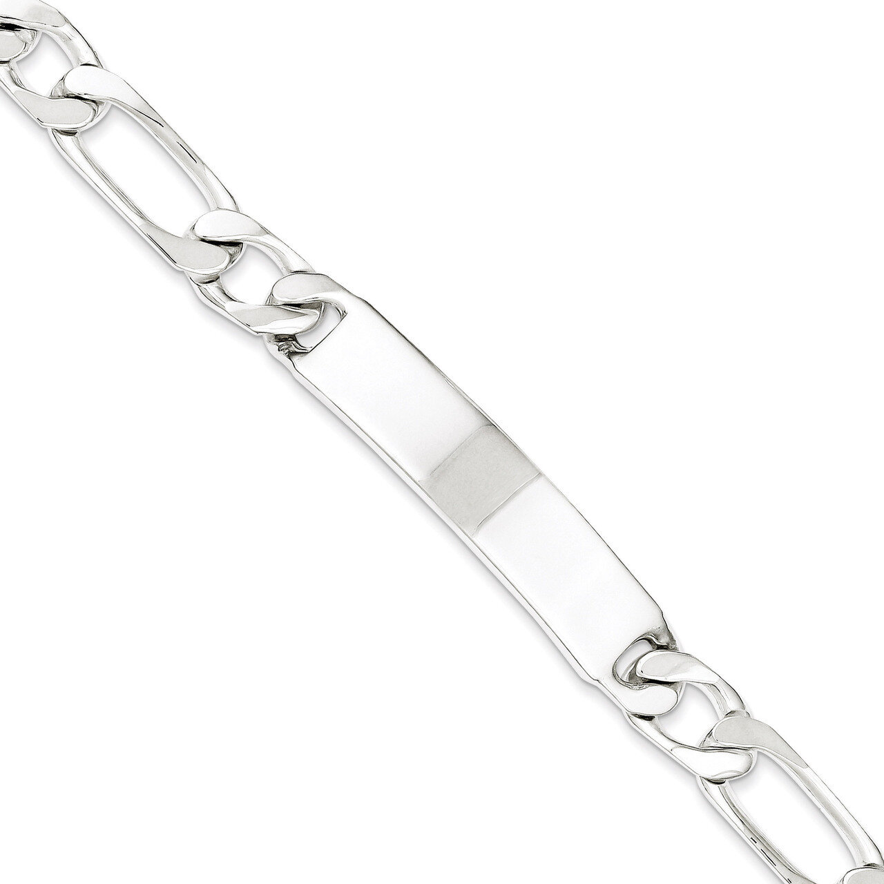8.5 Inch Engravable Figaro Link ID Bracelet Sterling Silver Polished QID109-8.5, MPN: QID109-8.5, 8…