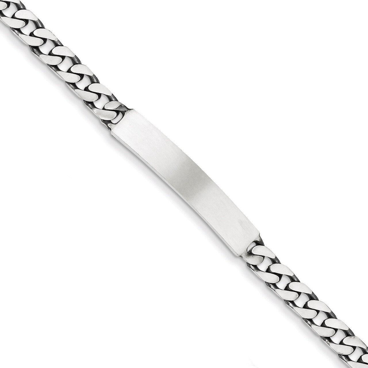 8 Inch Antiqued Curb Link ID Bracelet Engravable Sterling Silver QID118-8