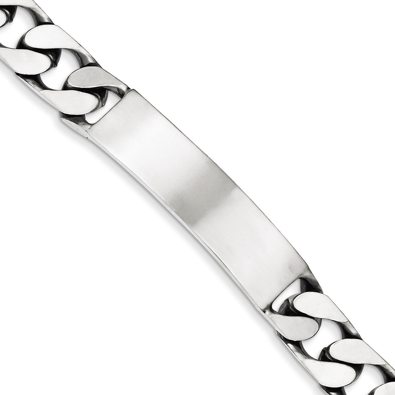 8.5 Inch Antiqued Curb Link ID Bracelet Engravable Sterling Silver QID123-8.5